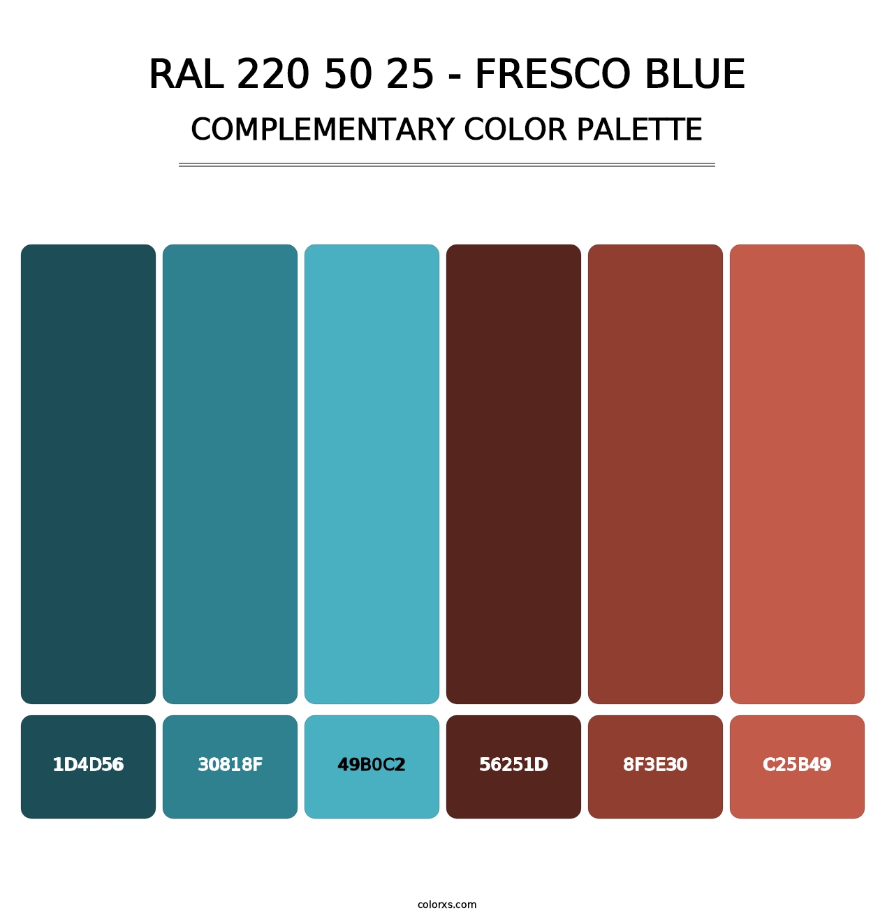 RAL 220 50 25 - Fresco Blue - Complementary Color Palette