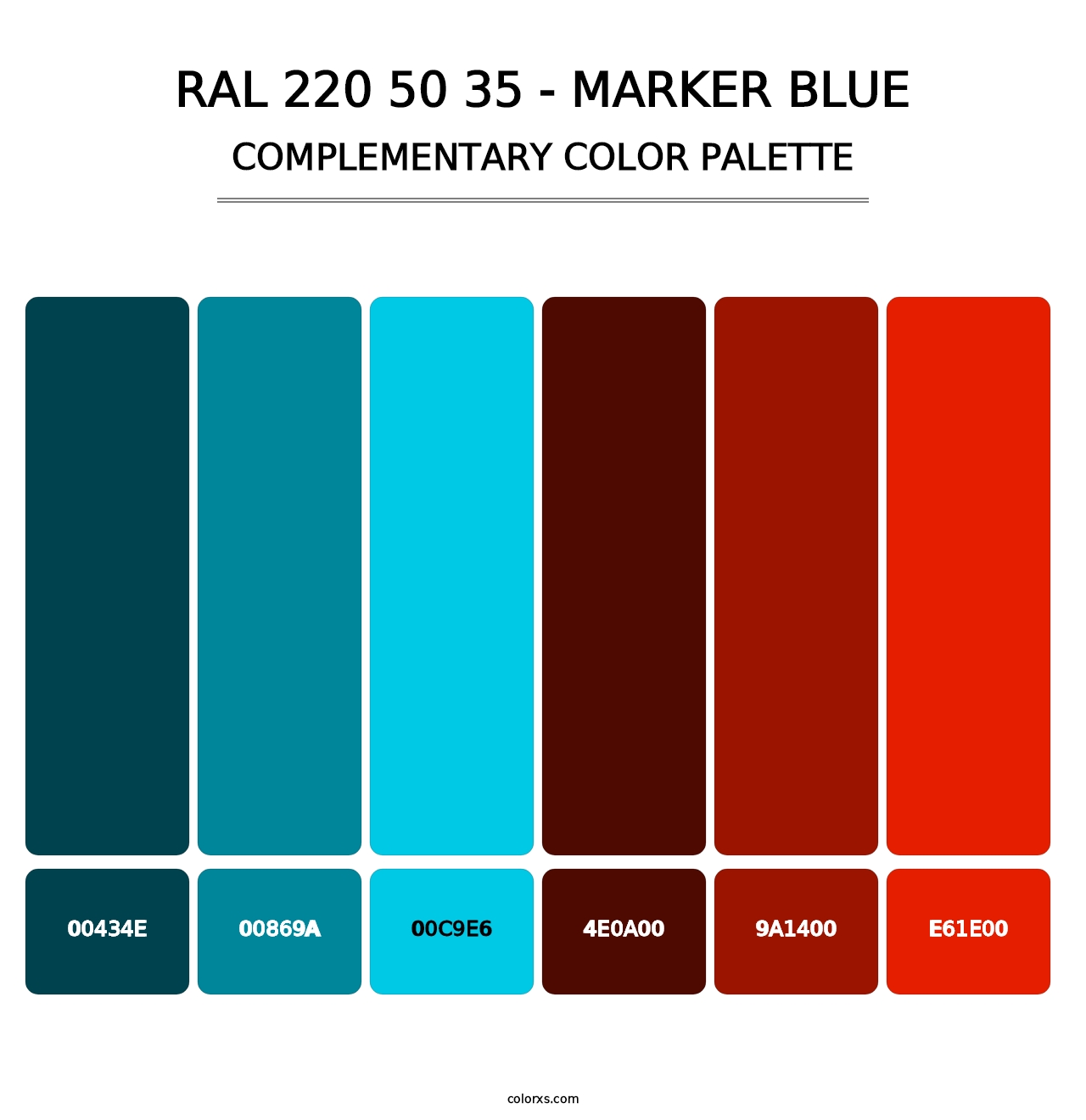 RAL 220 50 35 - Marker Blue - Complementary Color Palette