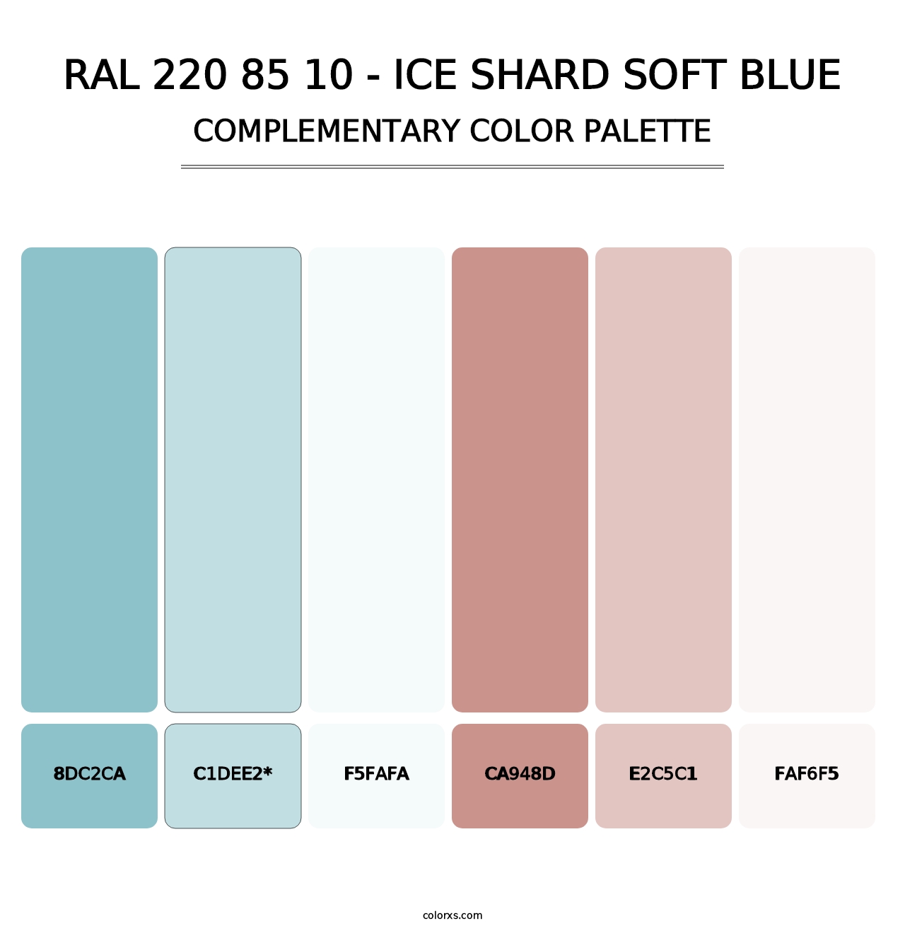 RAL 220 85 10 - Ice Shard Soft Blue - Complementary Color Palette