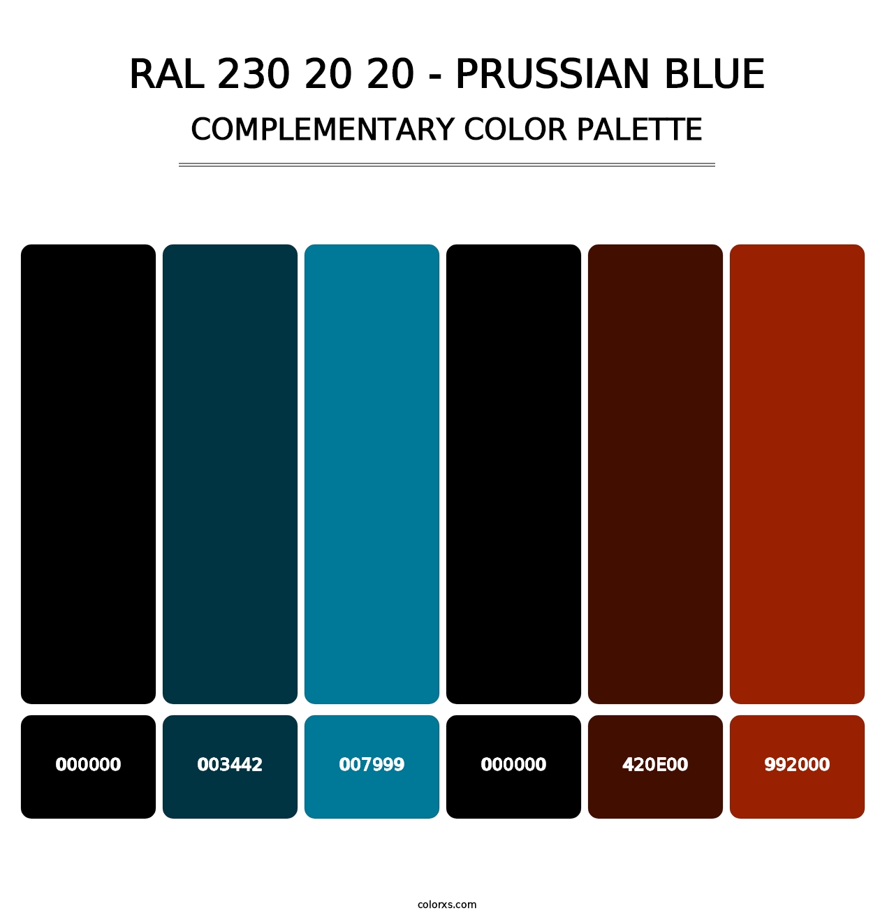 RAL 230 20 20 - Prussian Blue - Complementary Color Palette