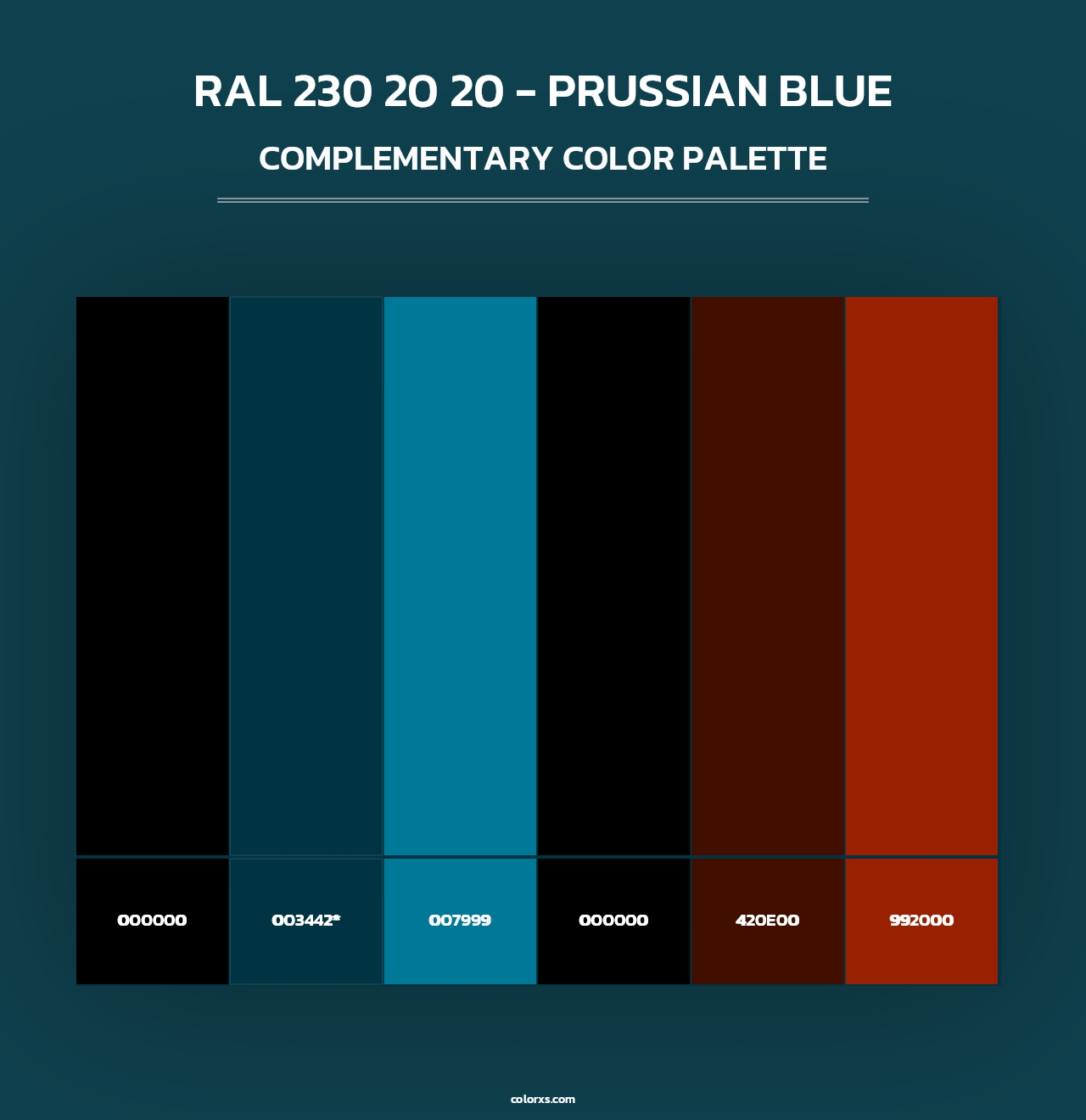 RAL 230 20 20 - Prussian Blue - Complementary Color Palette