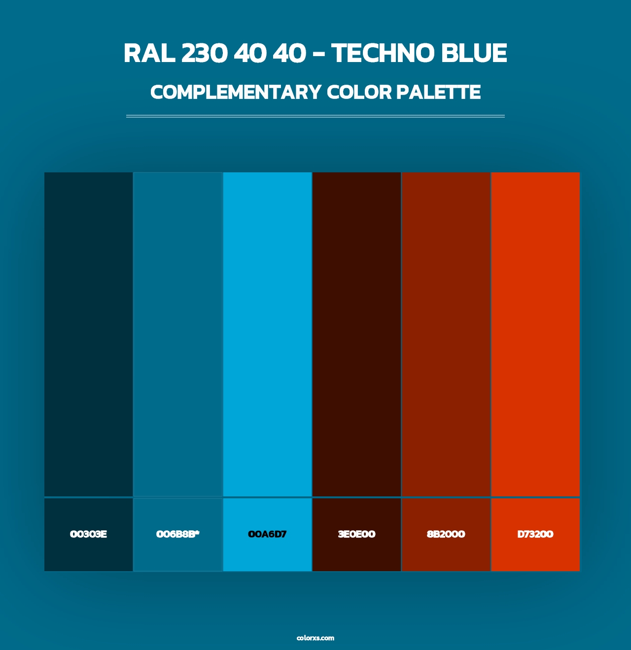 RAL 230 40 40 - Techno Blue - Complementary Color Palette