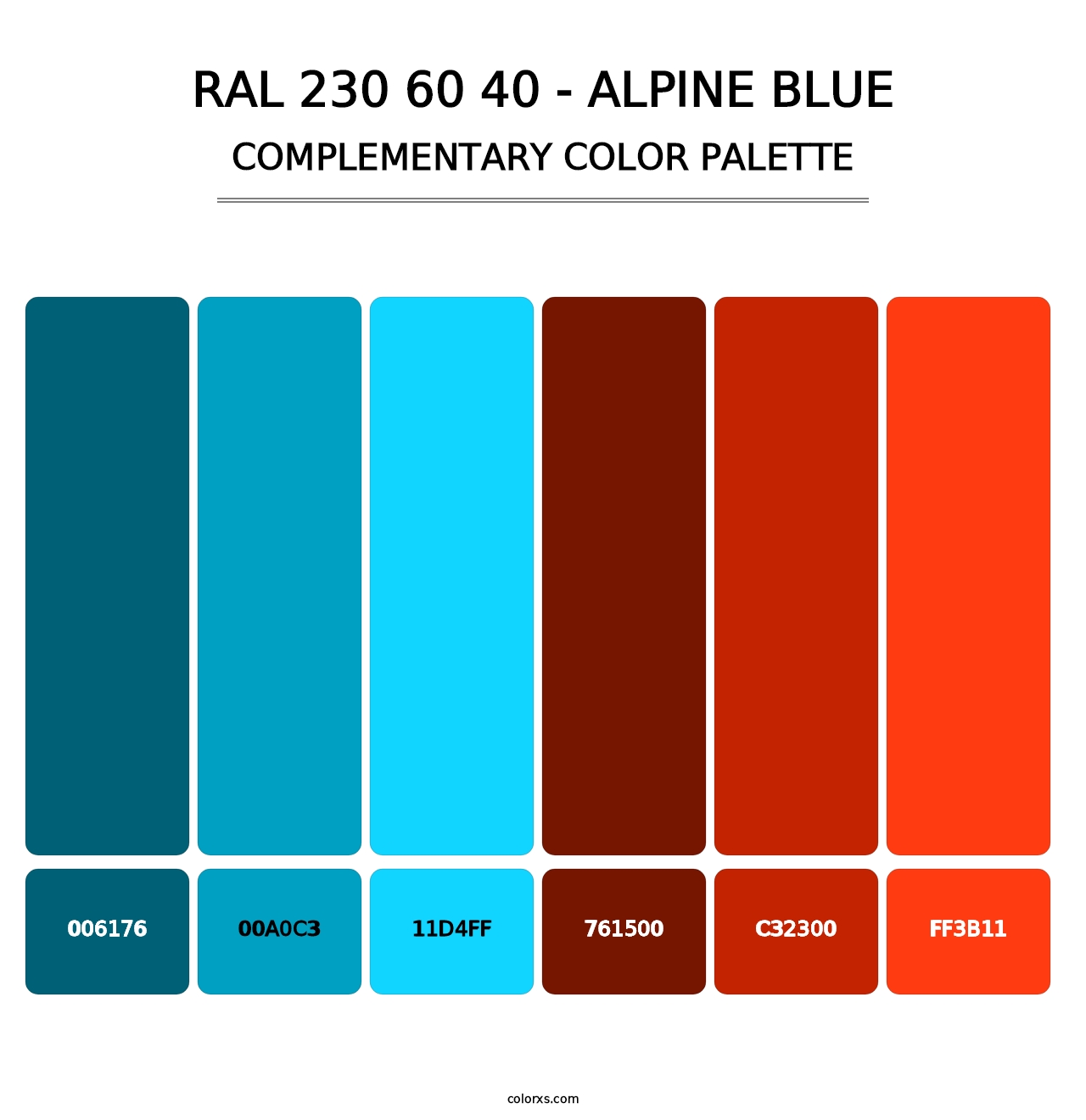 RAL 230 60 40 - Alpine Blue - Complementary Color Palette