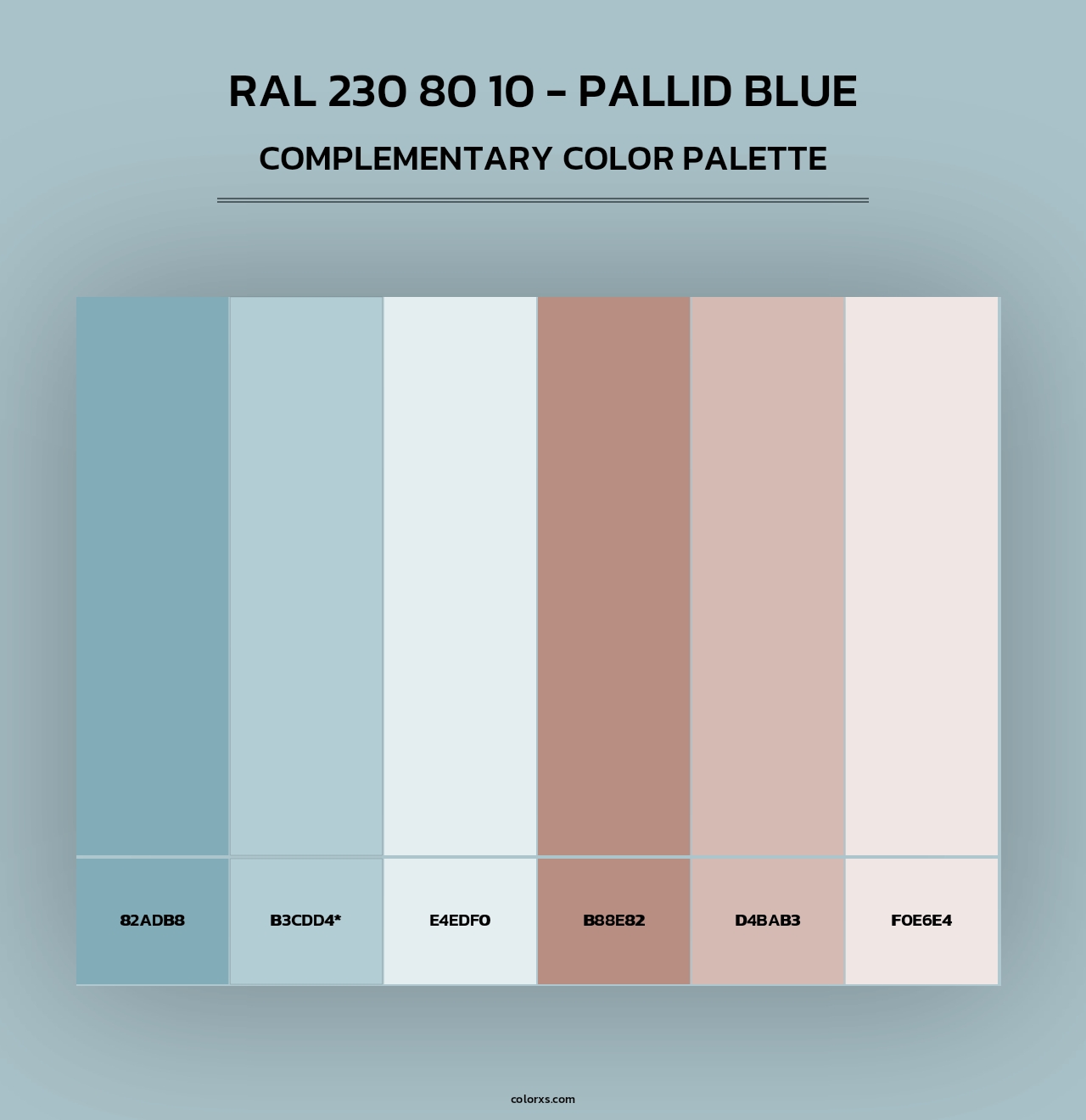RAL 230 80 10 - Pallid Blue - Complementary Color Palette