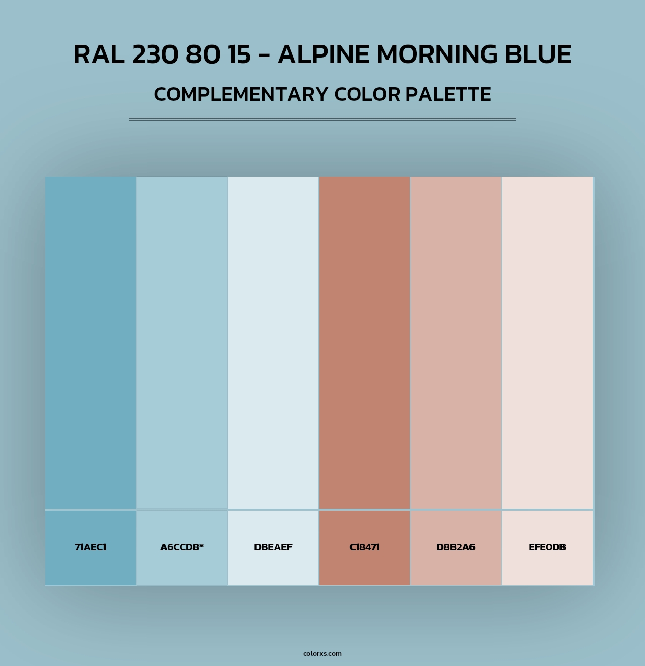 RAL 230 80 15 - Alpine Morning Blue - Complementary Color Palette