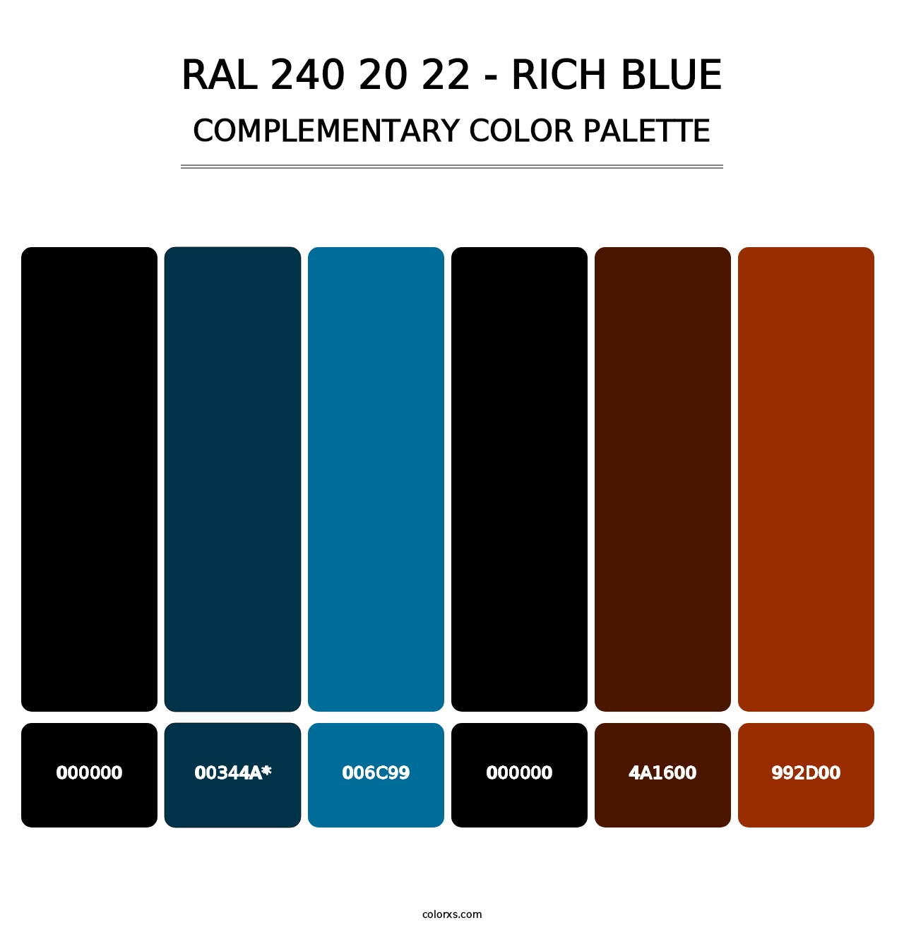 RAL 240 20 22 - Rich Blue - Complementary Color Palette