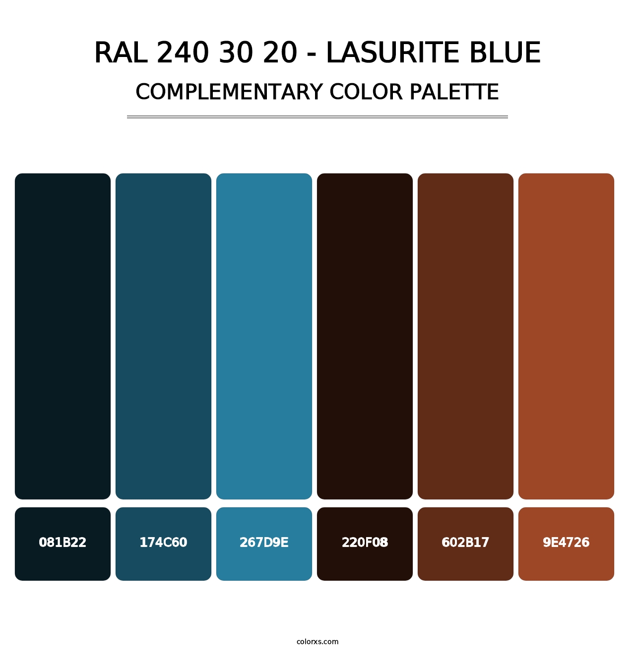 RAL 240 30 20 - Lasurite Blue - Complementary Color Palette