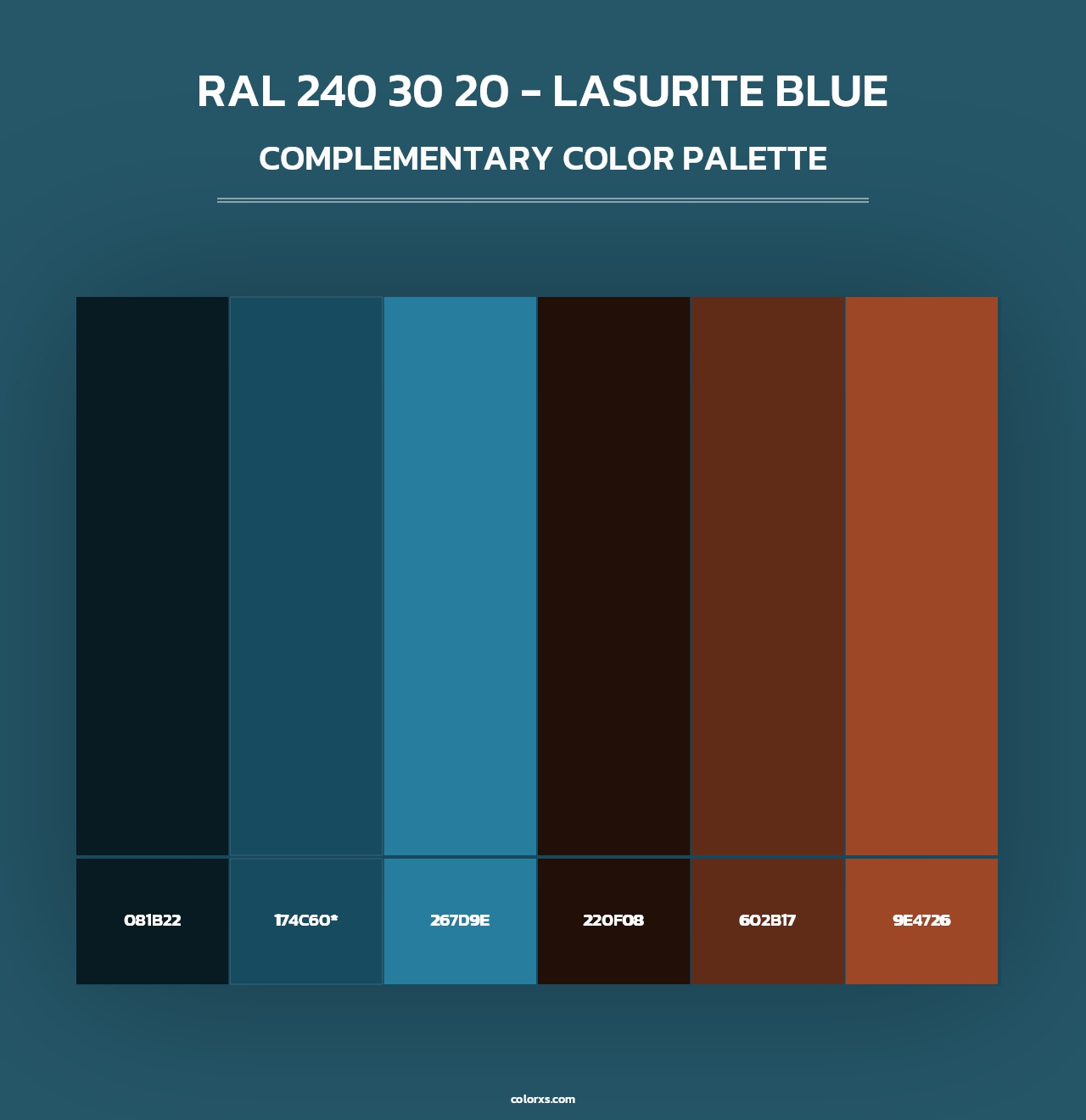 RAL 240 30 20 - Lasurite Blue - Complementary Color Palette