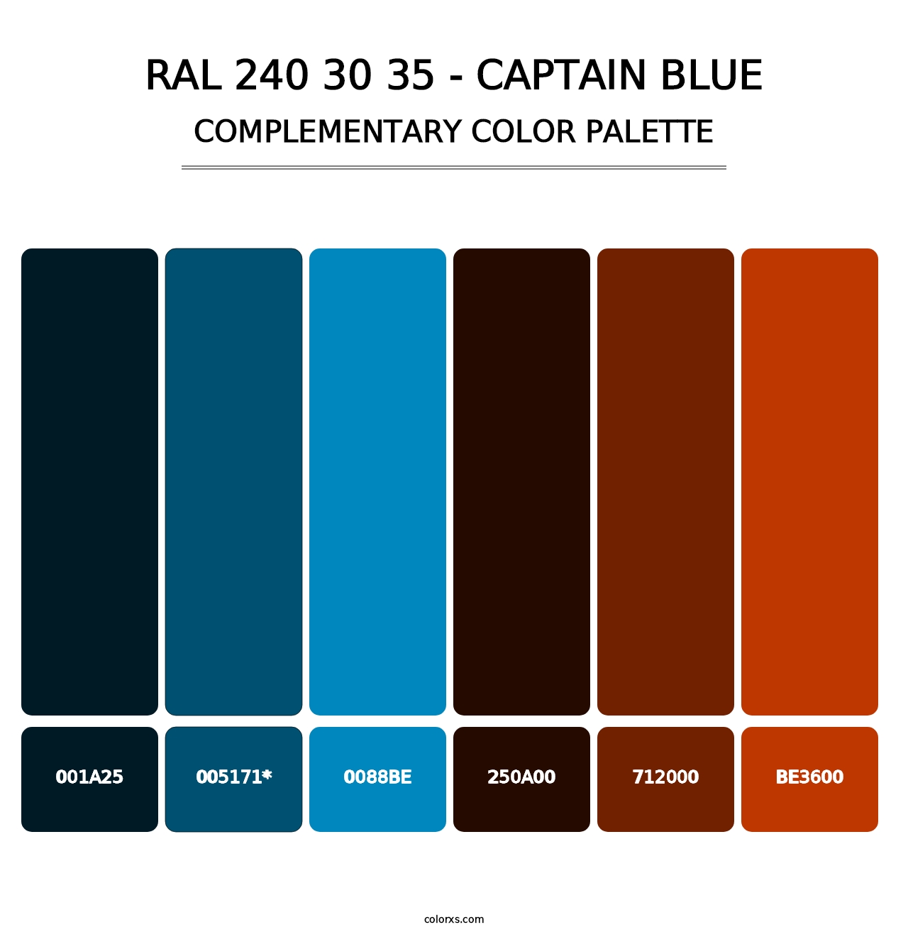 RAL 240 30 35 - Captain Blue - Complementary Color Palette