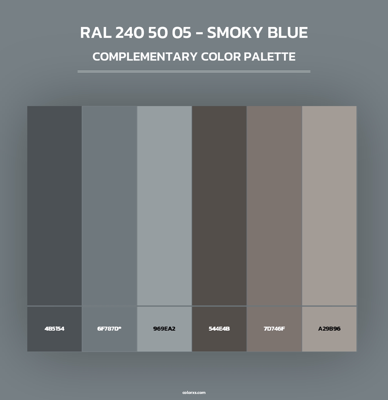 RAL 240 50 05 - Smoky Blue - Complementary Color Palette