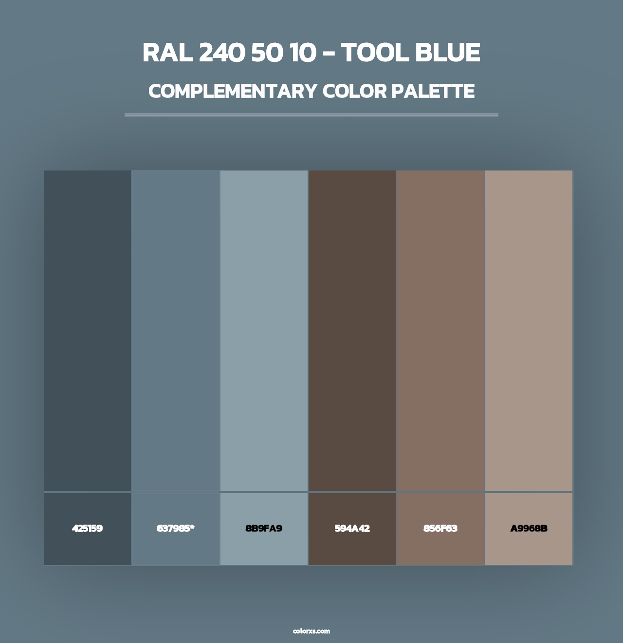 RAL 240 50 10 - Tool Blue - Complementary Color Palette