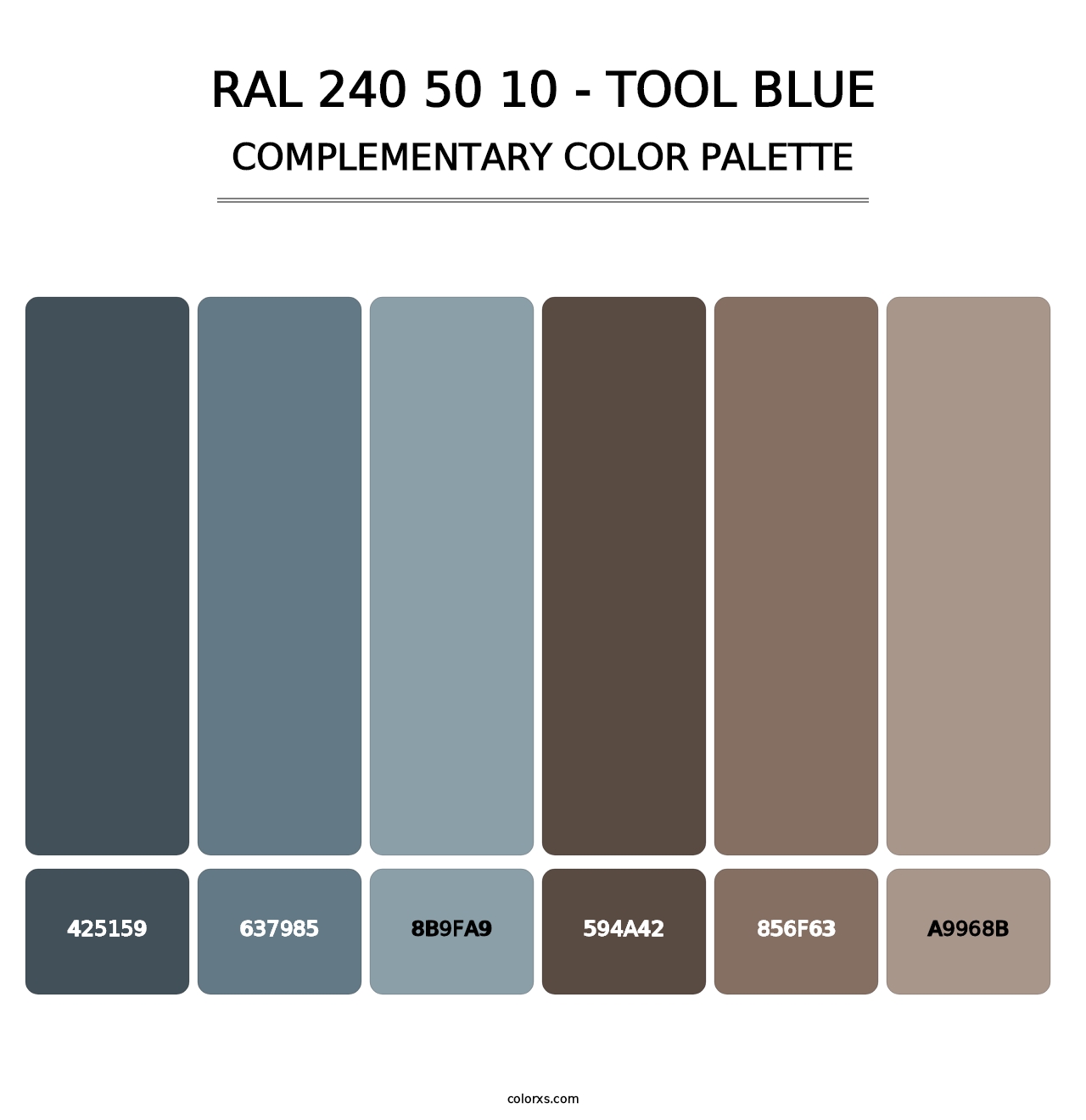 RAL 240 50 10 - Tool Blue - Complementary Color Palette