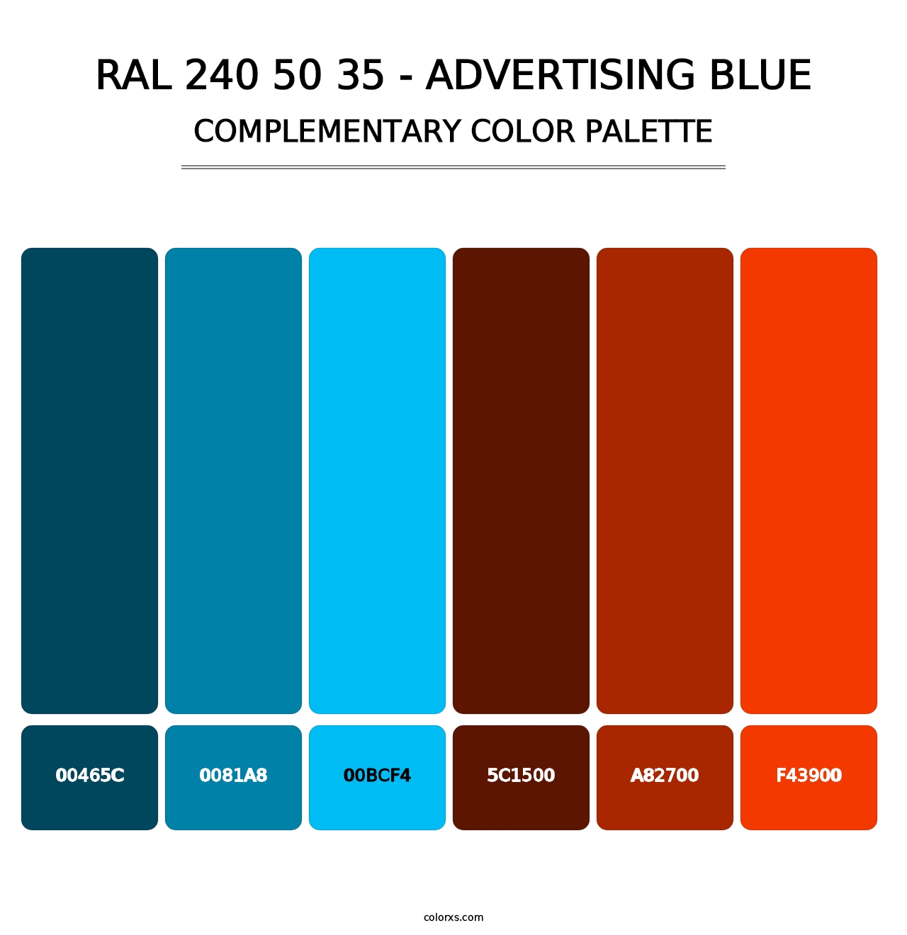 RAL 240 50 35 - Advertising Blue - Complementary Color Palette