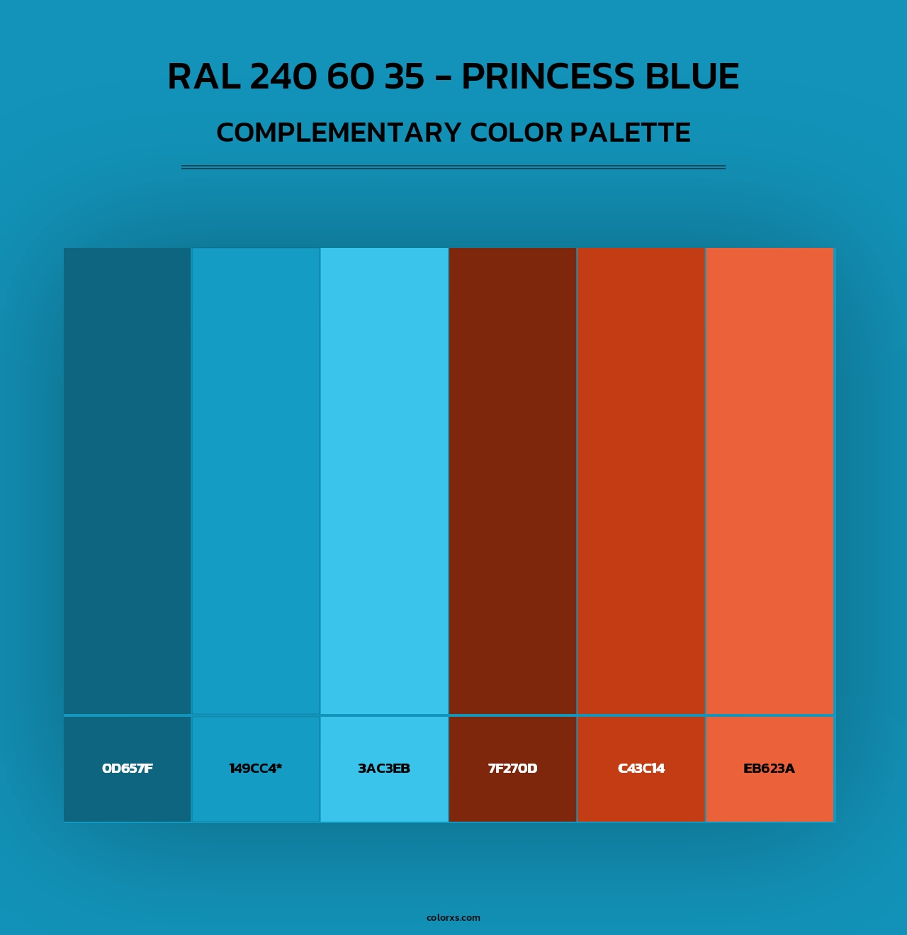 RAL 240 60 35 - Princess Blue - Complementary Color Palette