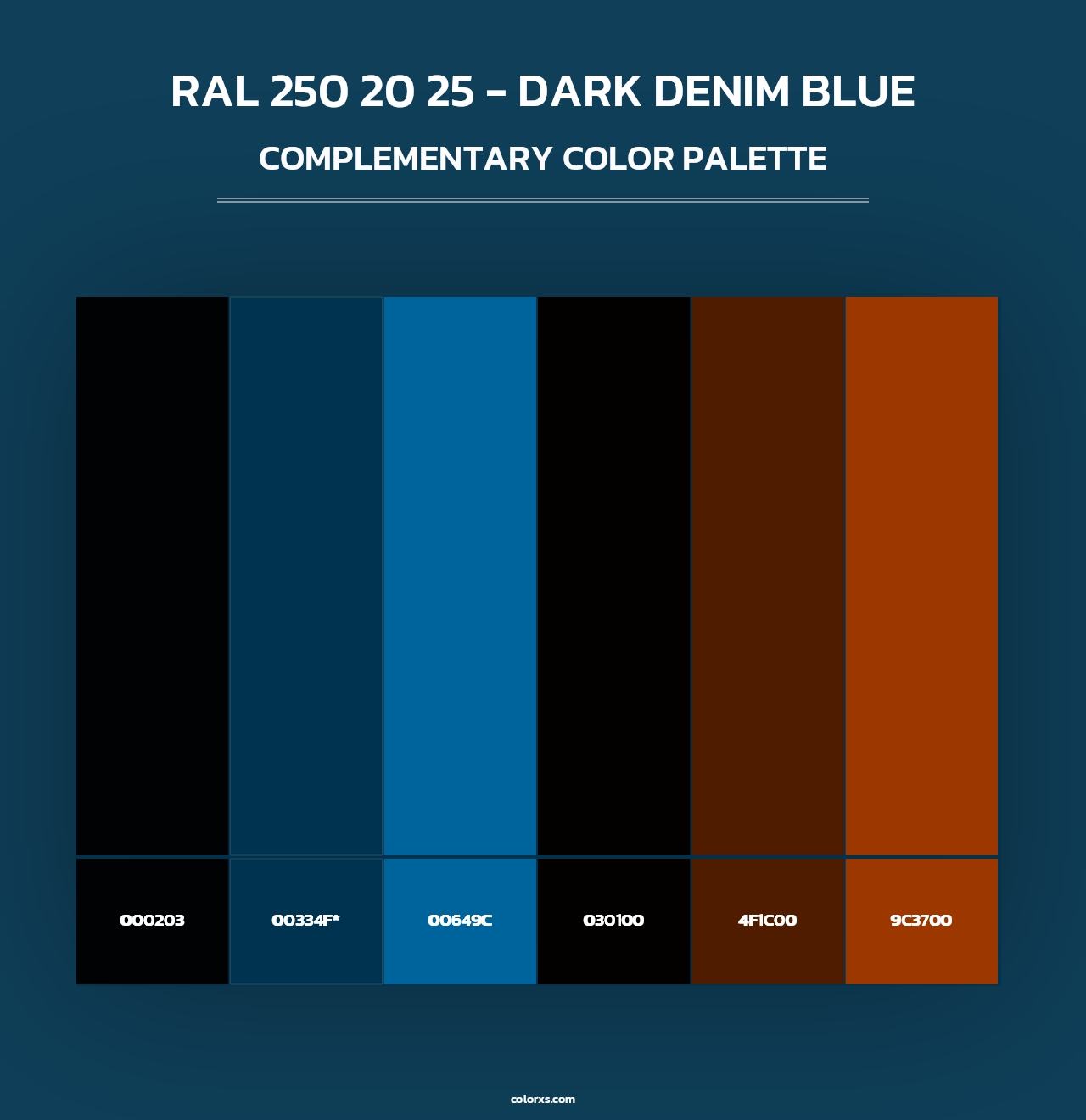 RAL 250 20 25 - Dark Denim Blue - Complementary Color Palette