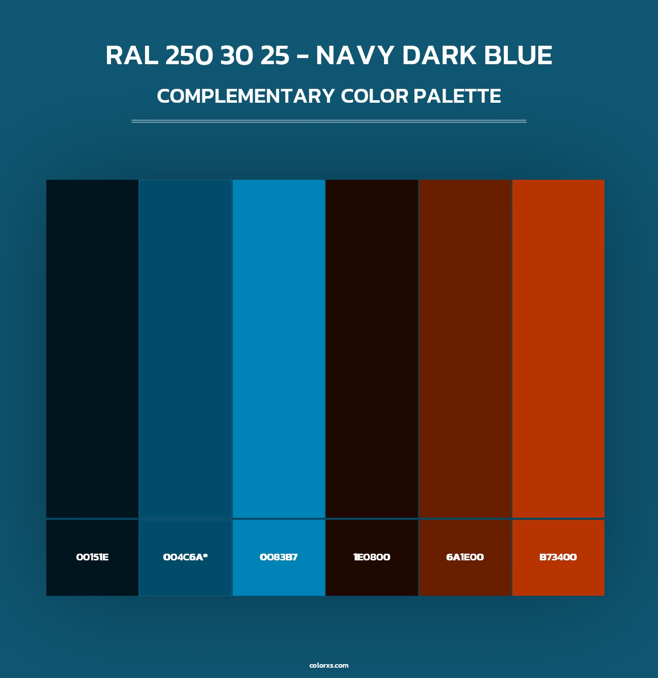 RAL 250 30 25 - Navy Dark Blue - Complementary Color Palette