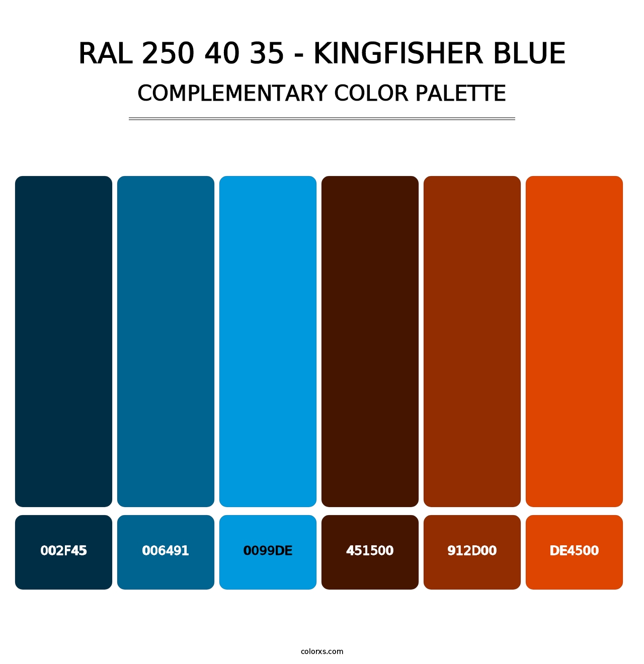 RAL 250 40 35 - Kingfisher Blue - Complementary Color Palette