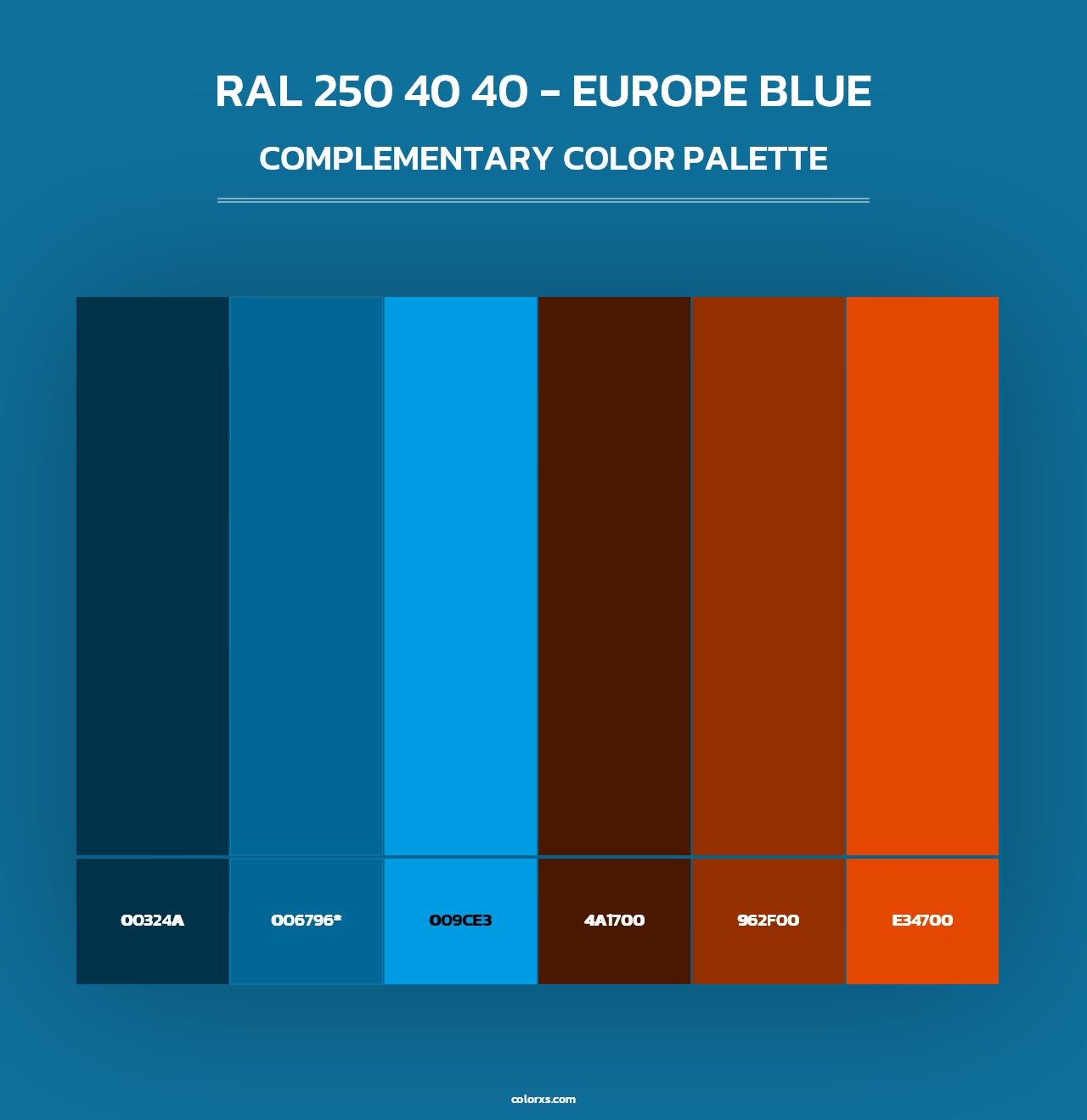 RAL 250 40 40 - Europe Blue - Complementary Color Palette