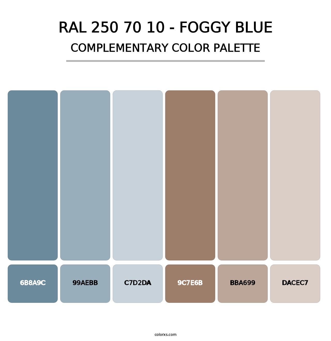 RAL 250 70 10 - Foggy Blue - Complementary Color Palette
