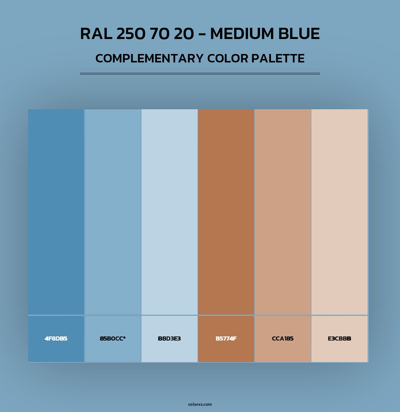 RAL 250 70 20 - Medium Blue - Complementary Color Palette