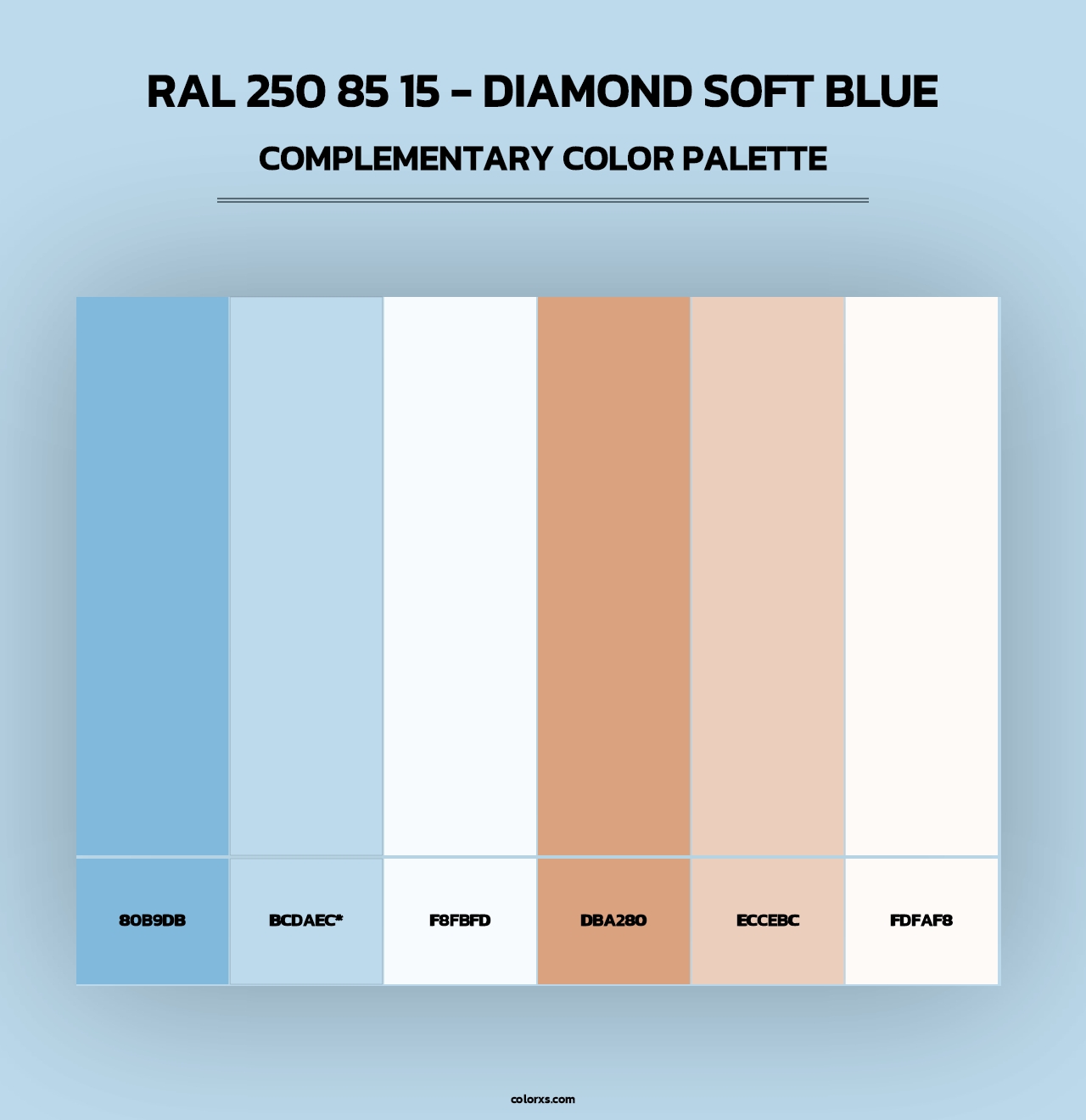 RAL 250 85 15 - Diamond Soft Blue - Complementary Color Palette