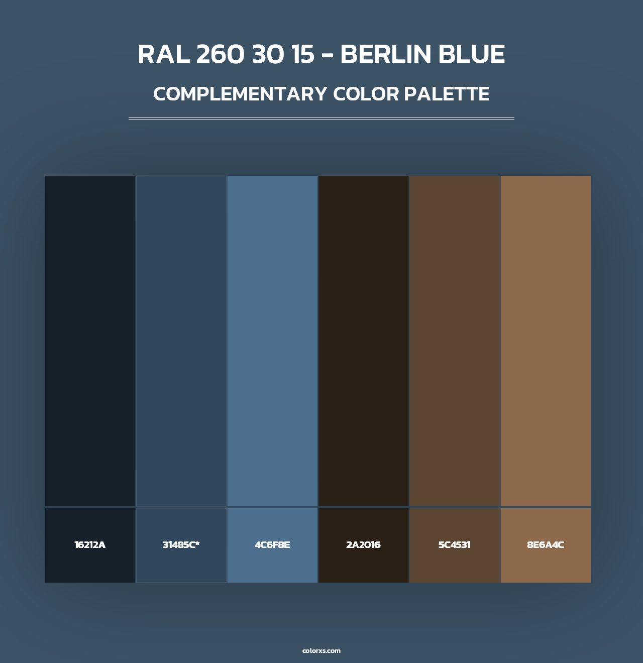 RAL 260 30 15 - Berlin Blue - Complementary Color Palette