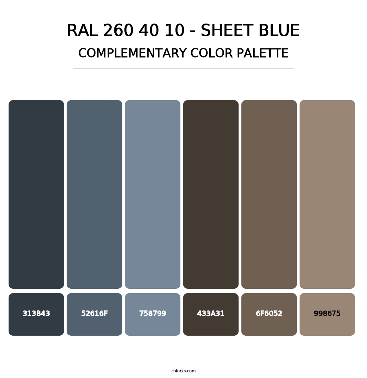 RAL 260 40 10 - Sheet Blue - Complementary Color Palette