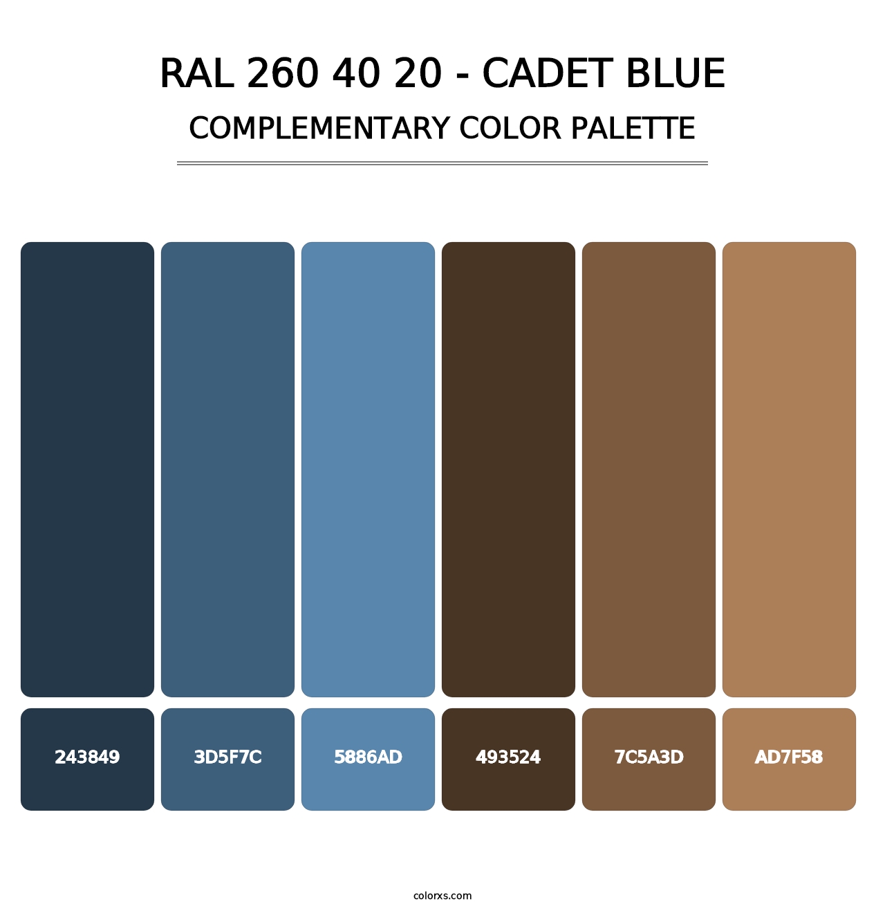 RAL 260 40 20 - Cadet Blue - Complementary Color Palette
