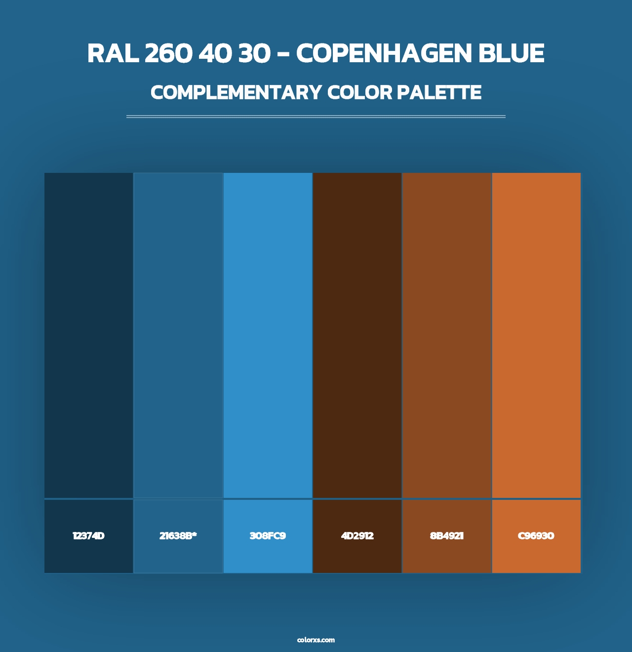 RAL 260 40 30 - Copenhagen Blue - Complementary Color Palette