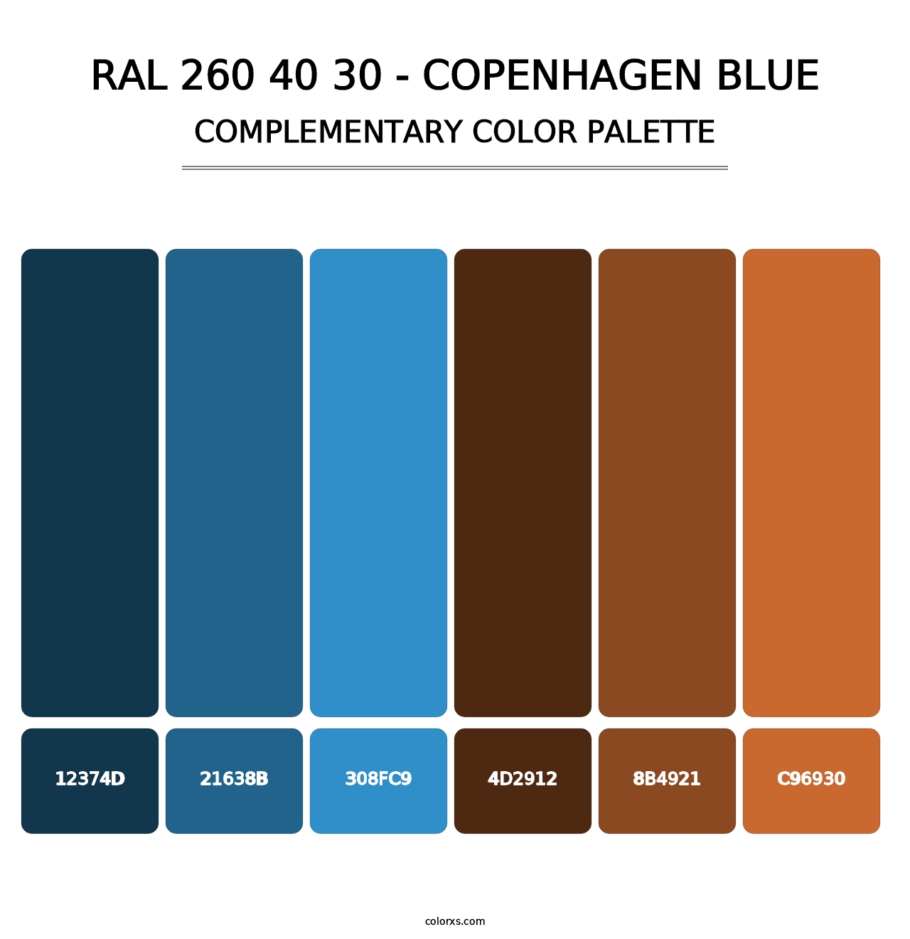 RAL 260 40 30 - Copenhagen Blue - Complementary Color Palette