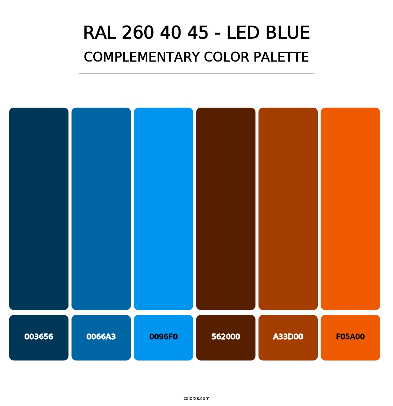 RAL 260 40 45 - LED Blue - Complementary Color Palette