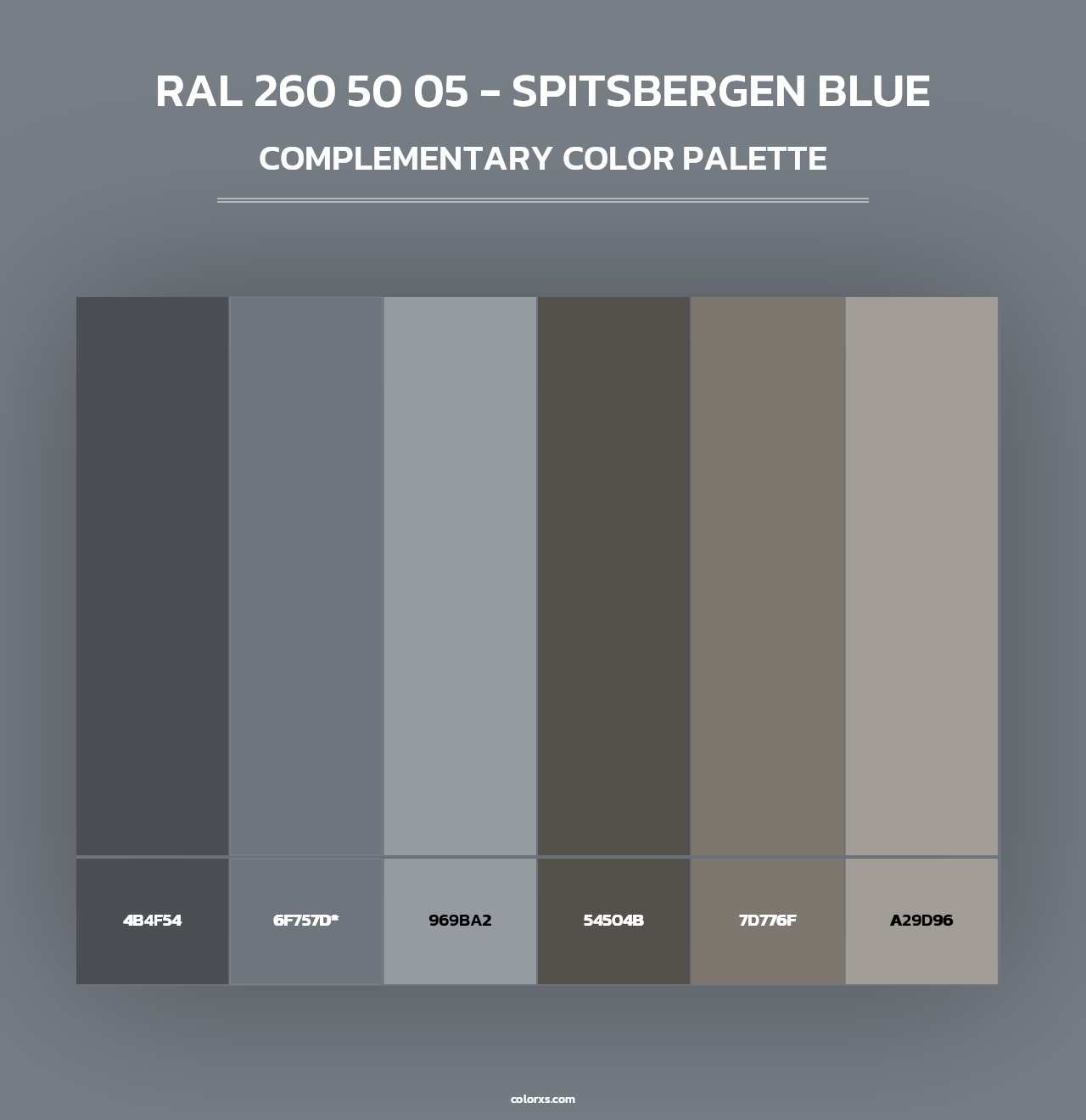 RAL 260 50 05 - Spitsbergen Blue - Complementary Color Palette