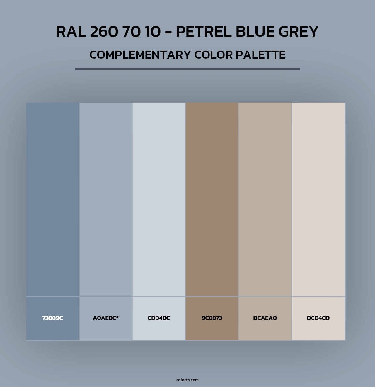RAL 260 70 10 - Petrel Blue Grey - Complementary Color Palette