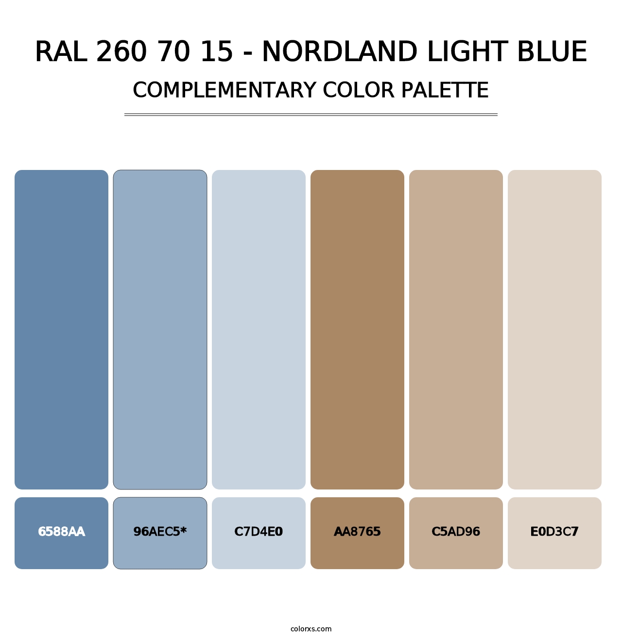 RAL 260 70 15 - Nordland Light Blue - Complementary Color Palette