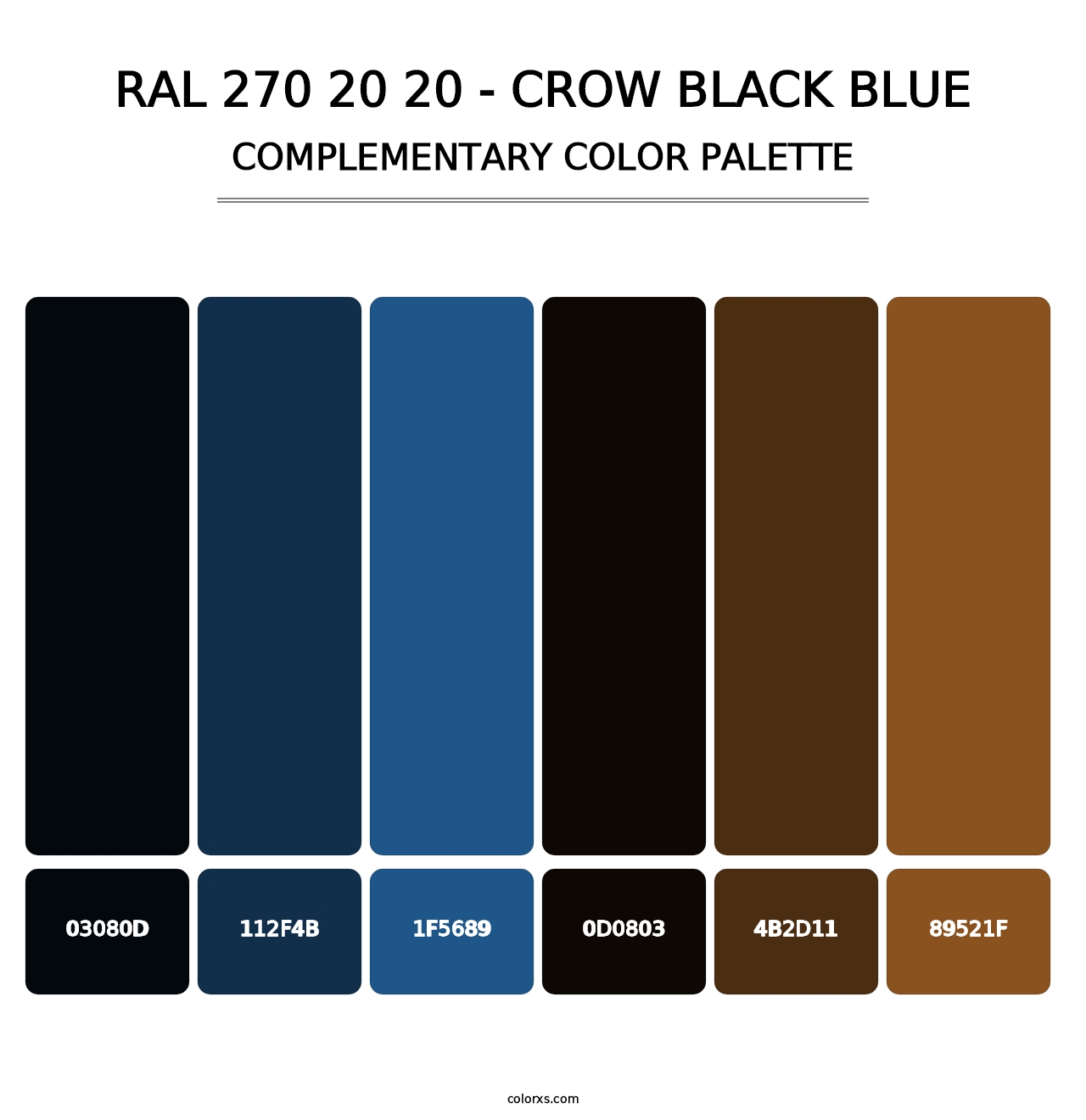 RAL 270 20 20 - Crow Black Blue - Complementary Color Palette