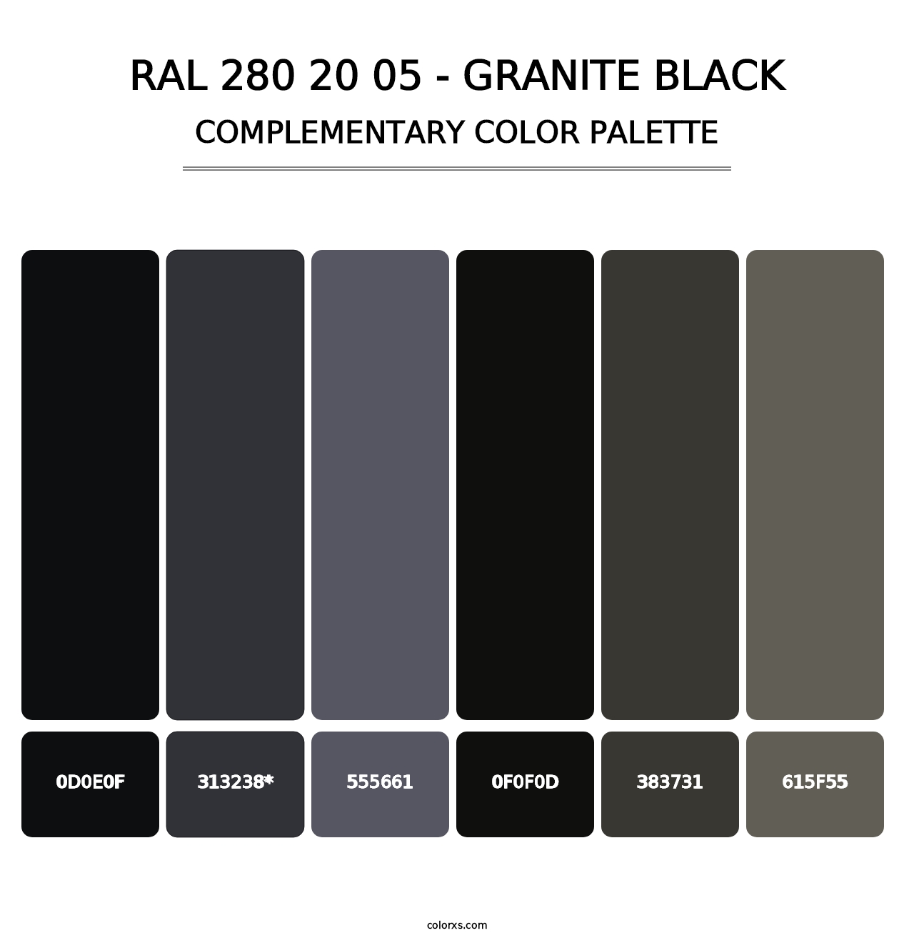 RAL 280 20 05 - Granite Black - Complementary Color Palette
