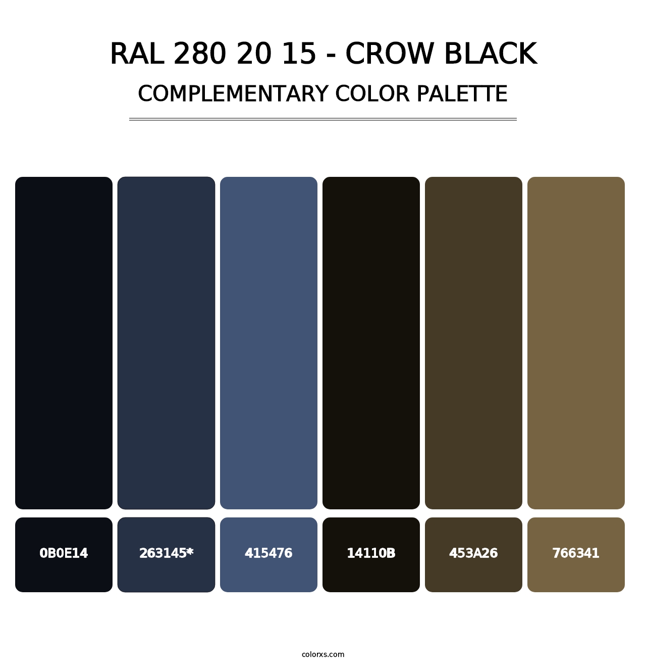RAL 280 20 15 - Crow Black - Complementary Color Palette