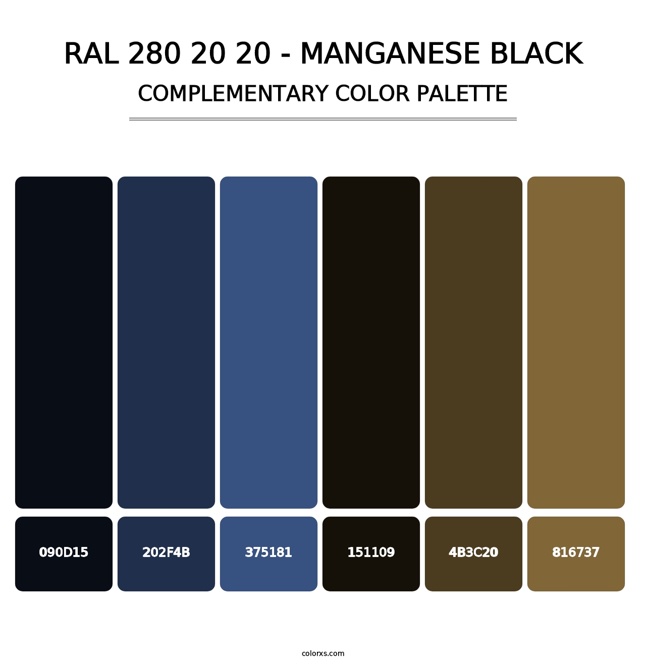 RAL 280 20 20 - Manganese Black - Complementary Color Palette
