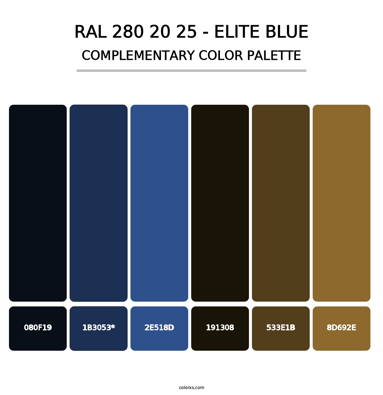 RAL 280 20 25 - Elite Blue - Complementary Color Palette