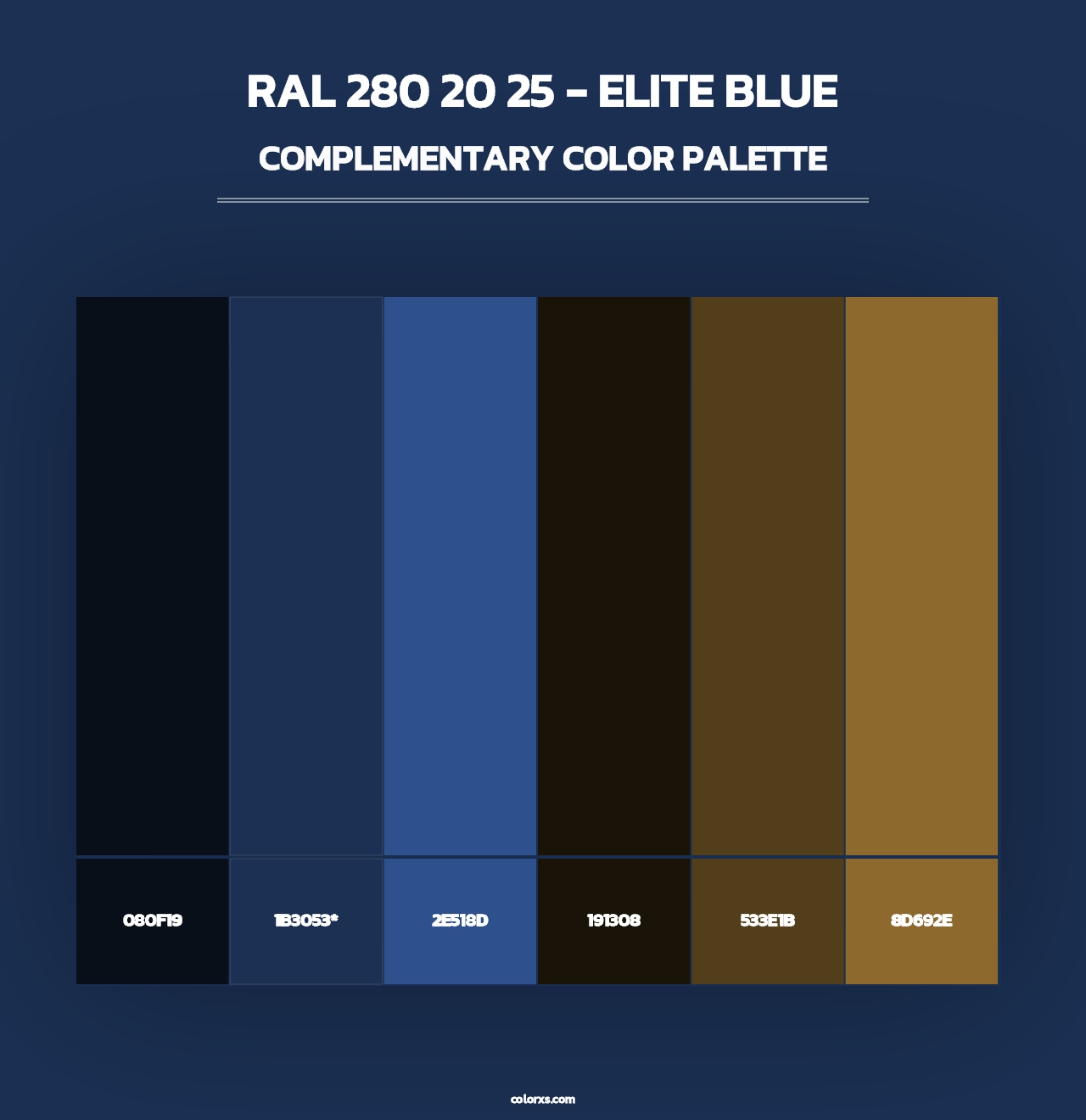 RAL 280 20 25 - Elite Blue - Complementary Color Palette