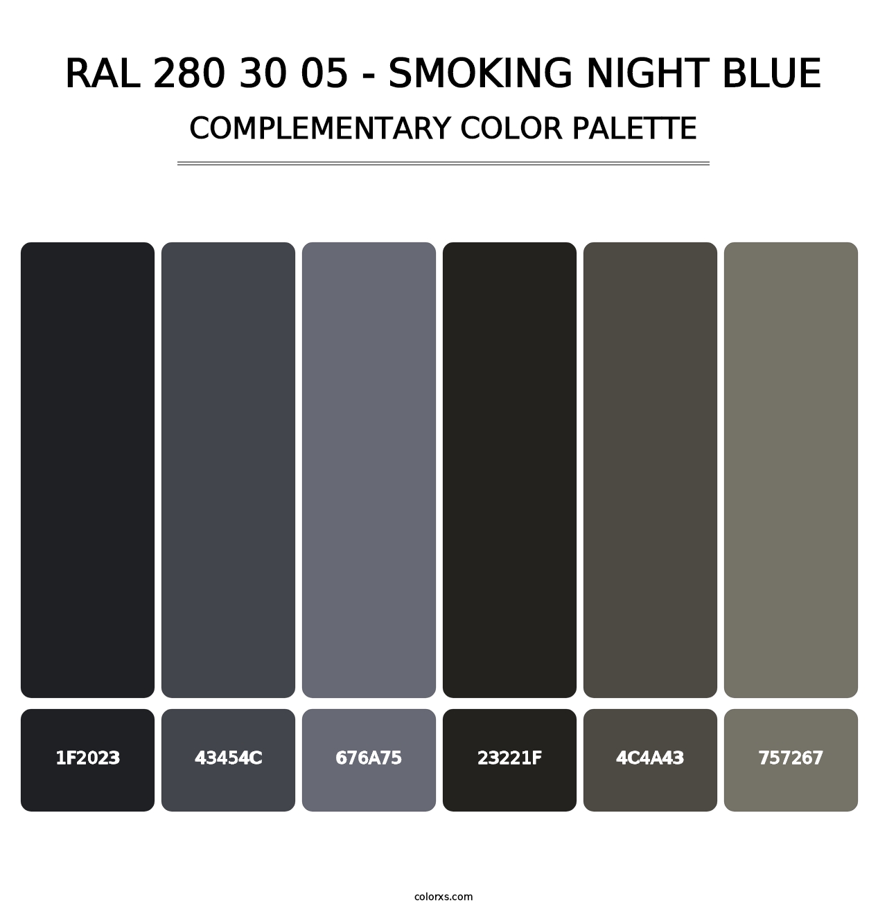 RAL 280 30 05 - Smoking Night Blue - Complementary Color Palette
