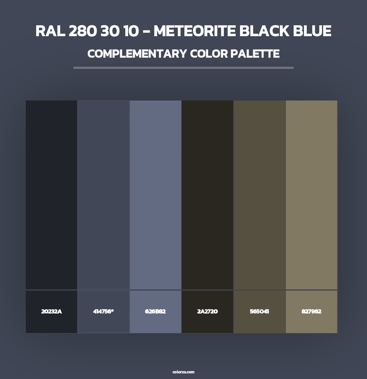 RAL 280 30 10 - Meteorite Black Blue - Complementary Color Palette