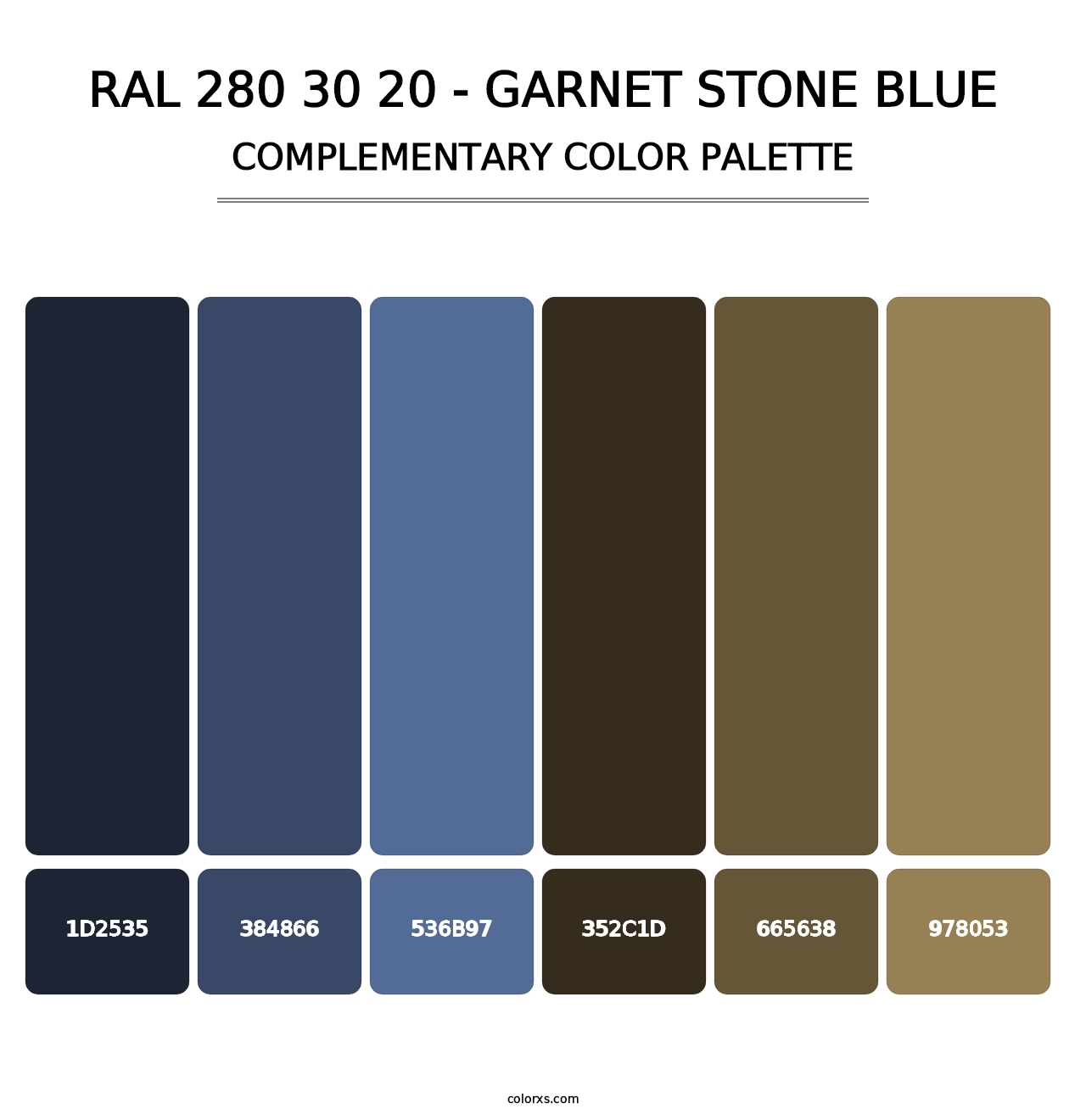 RAL 280 30 20 - Garnet Stone Blue - Complementary Color Palette
