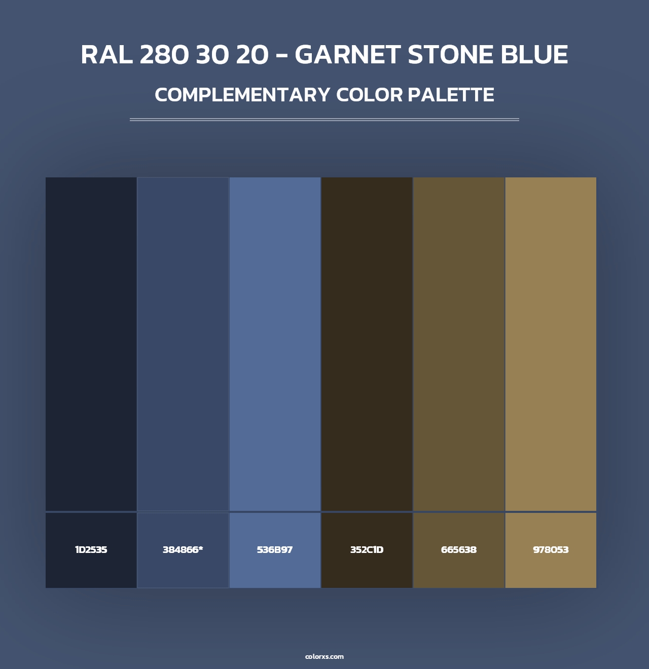 RAL 280 30 20 - Garnet Stone Blue - Complementary Color Palette