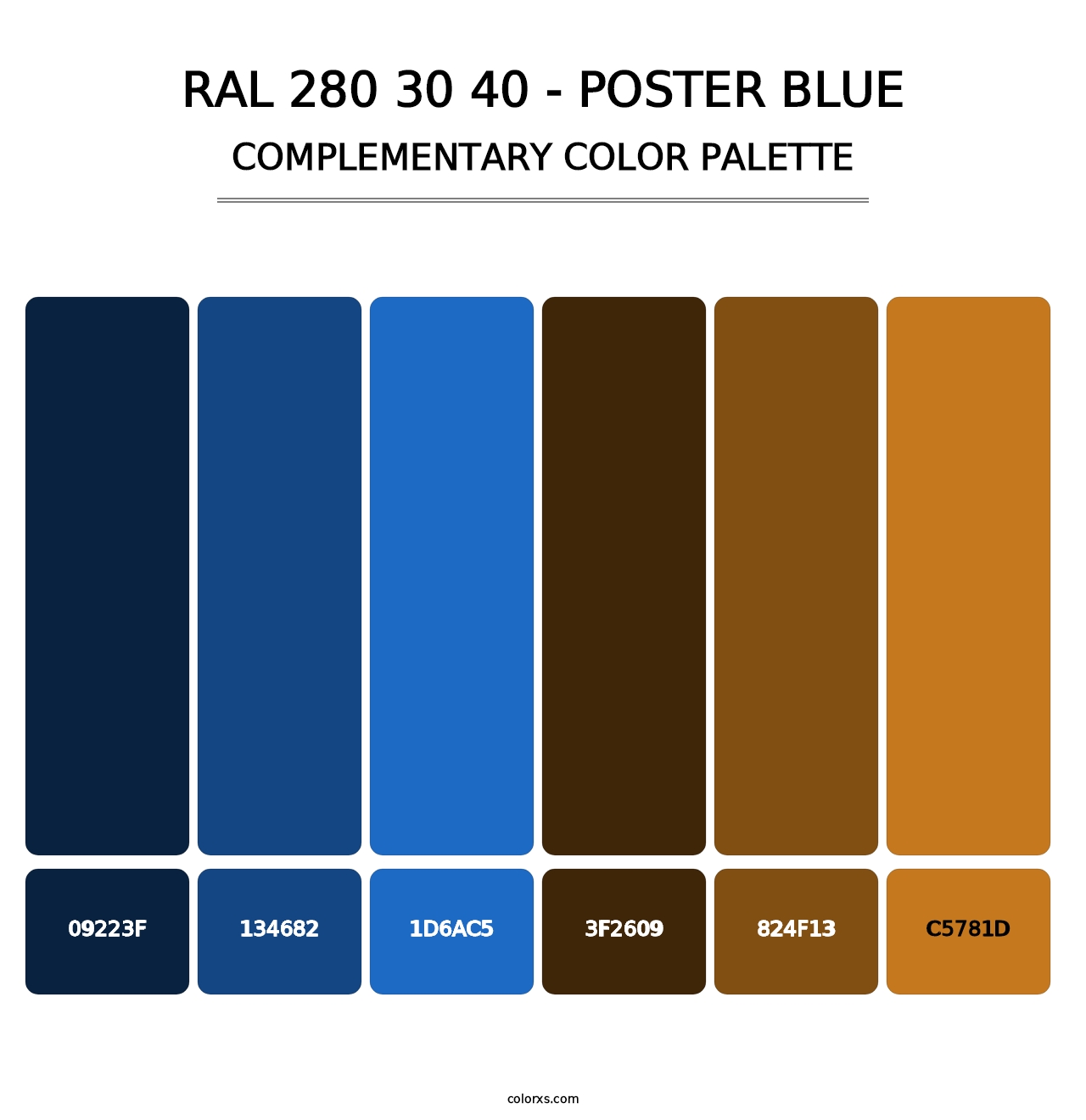 RAL 280 30 40 - Poster Blue - Complementary Color Palette
