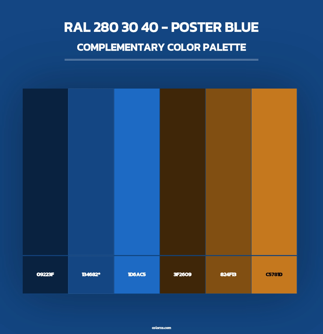 RAL 280 30 40 - Poster Blue - Complementary Color Palette