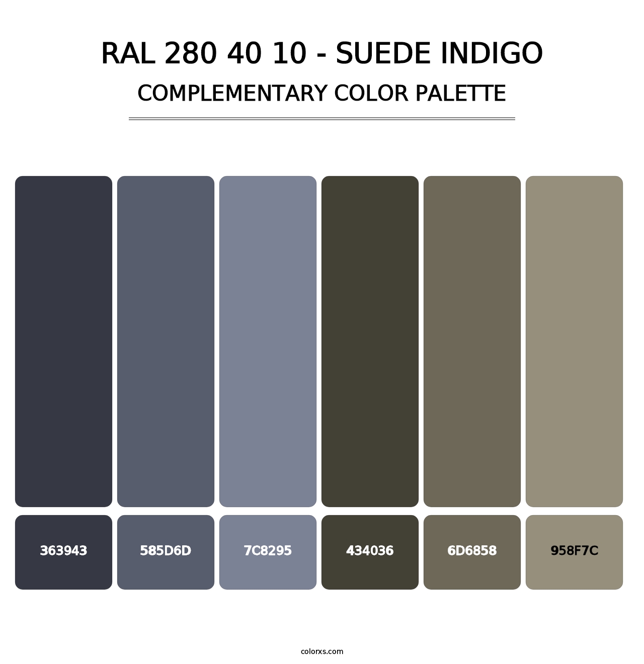 RAL 280 40 10 - Suede Indigo - Complementary Color Palette