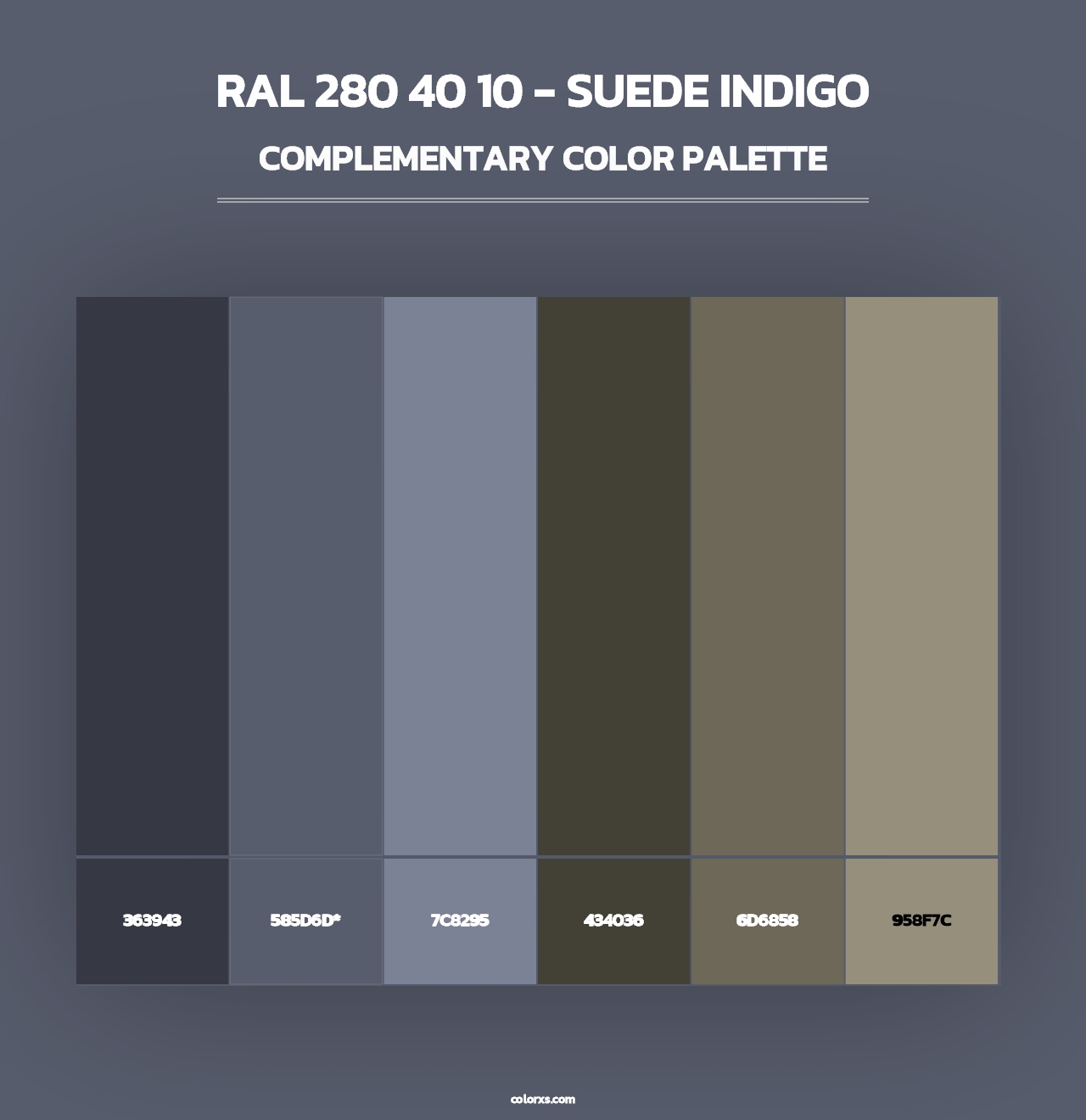 RAL 280 40 10 - Suede Indigo - Complementary Color Palette
