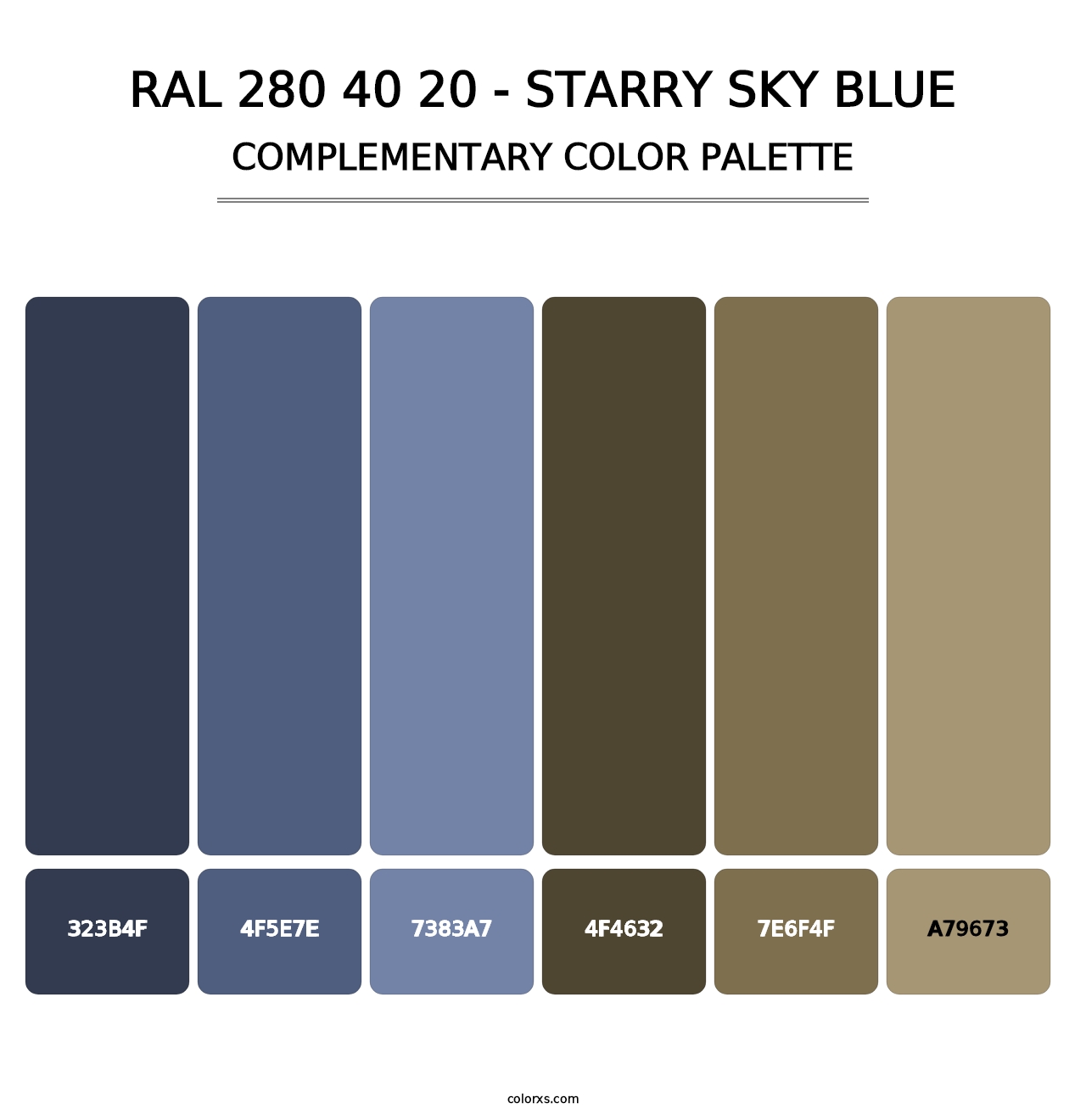 RAL 280 40 20 - Starry Sky Blue - Complementary Color Palette