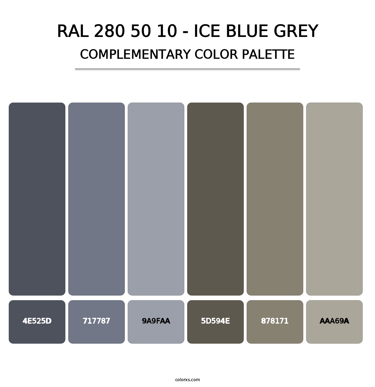 RAL 280 50 10 - Ice Blue Grey - Complementary Color Palette